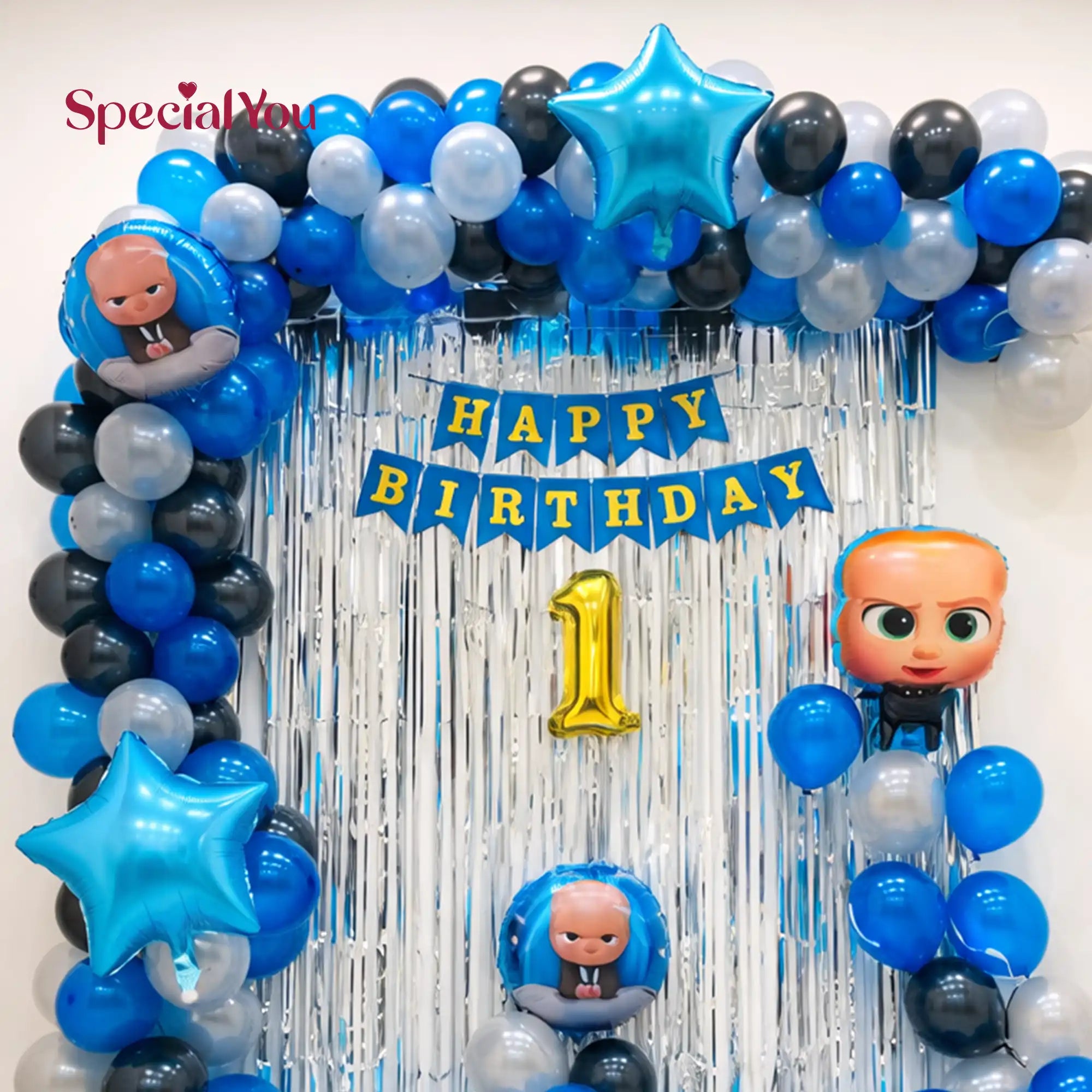 Boss Baby First Birthday Balloon Backdrop Decor