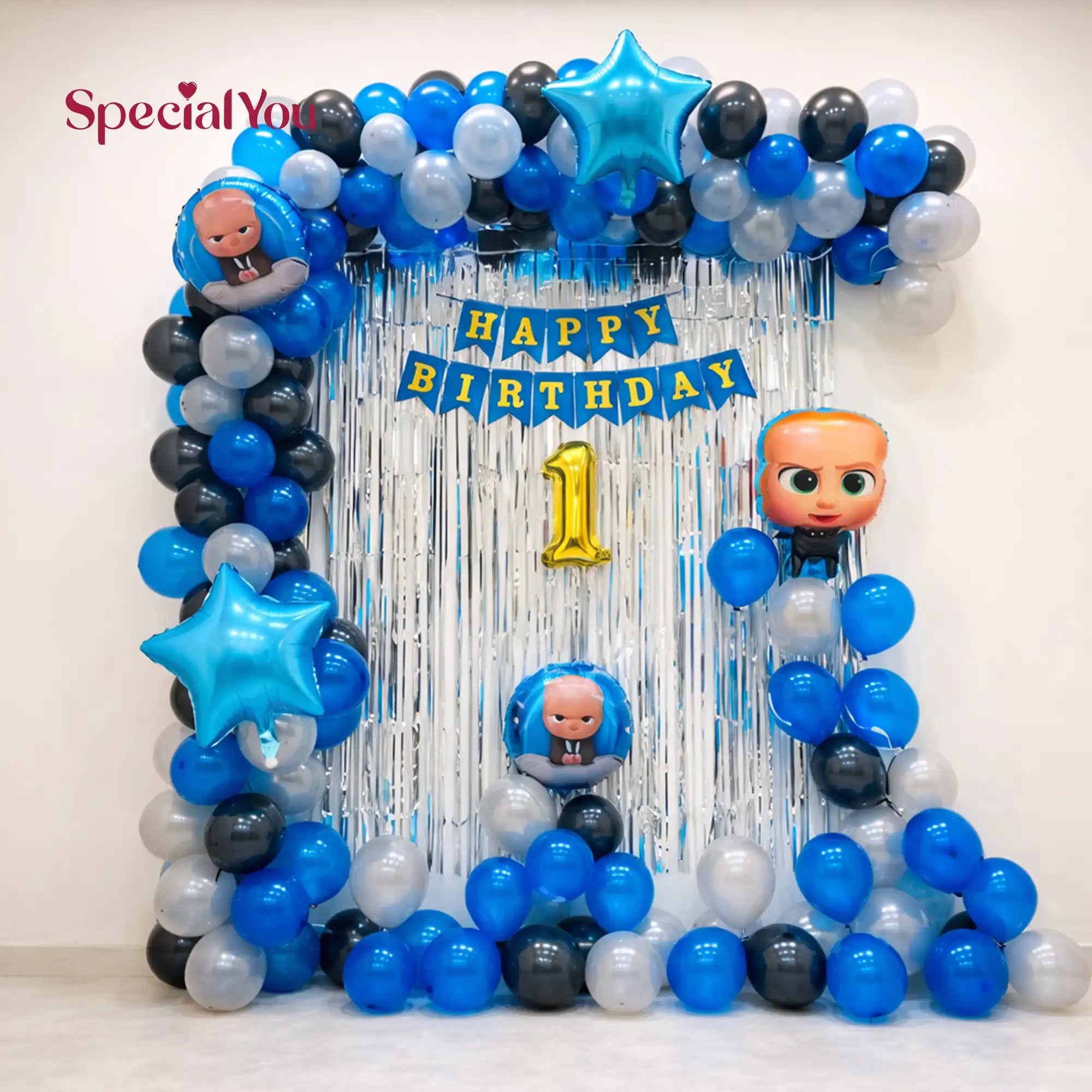 Boss Baby First Birthday Balloon Backdrop Decor