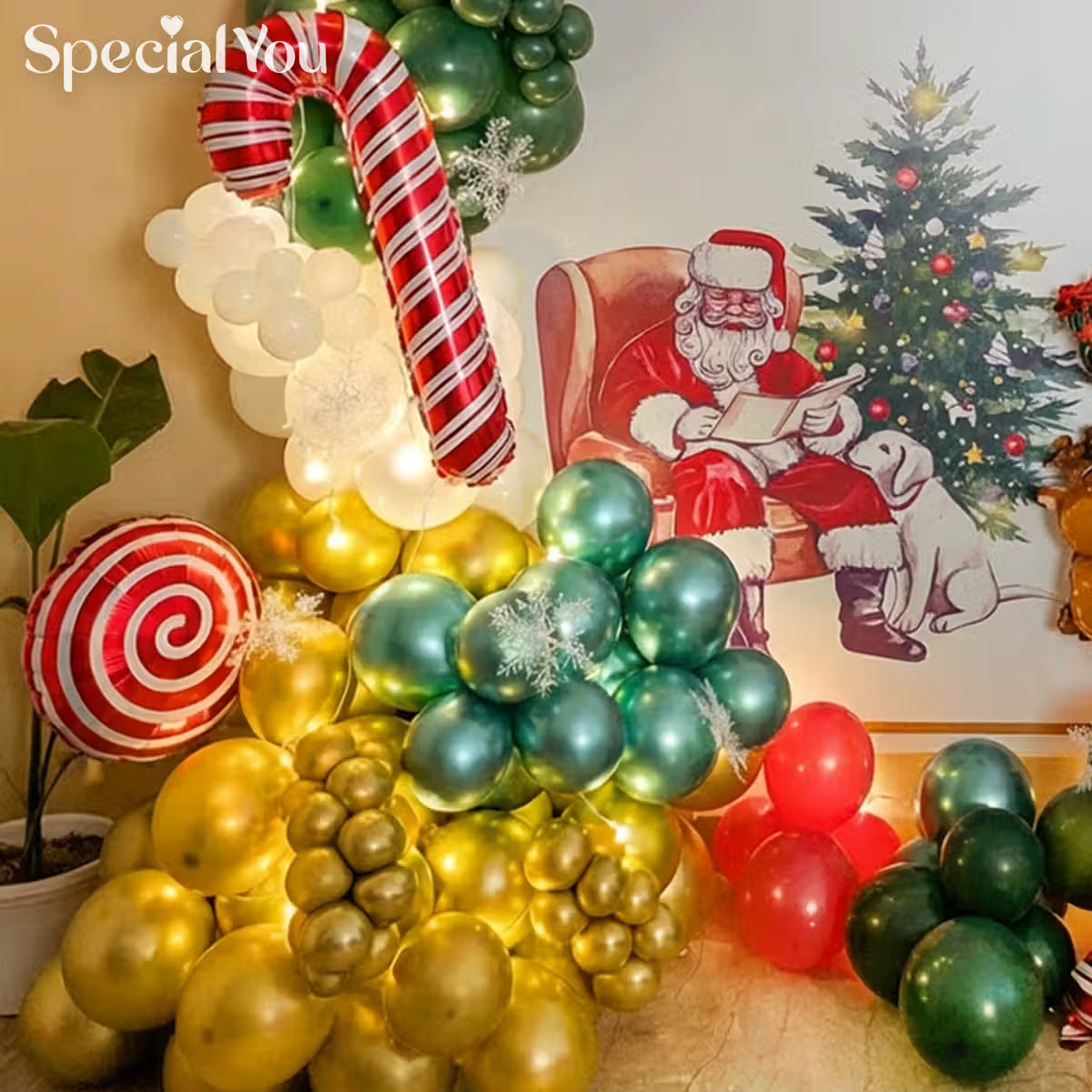 Santa & Snowman Christmas Balloon Backdrop Decor