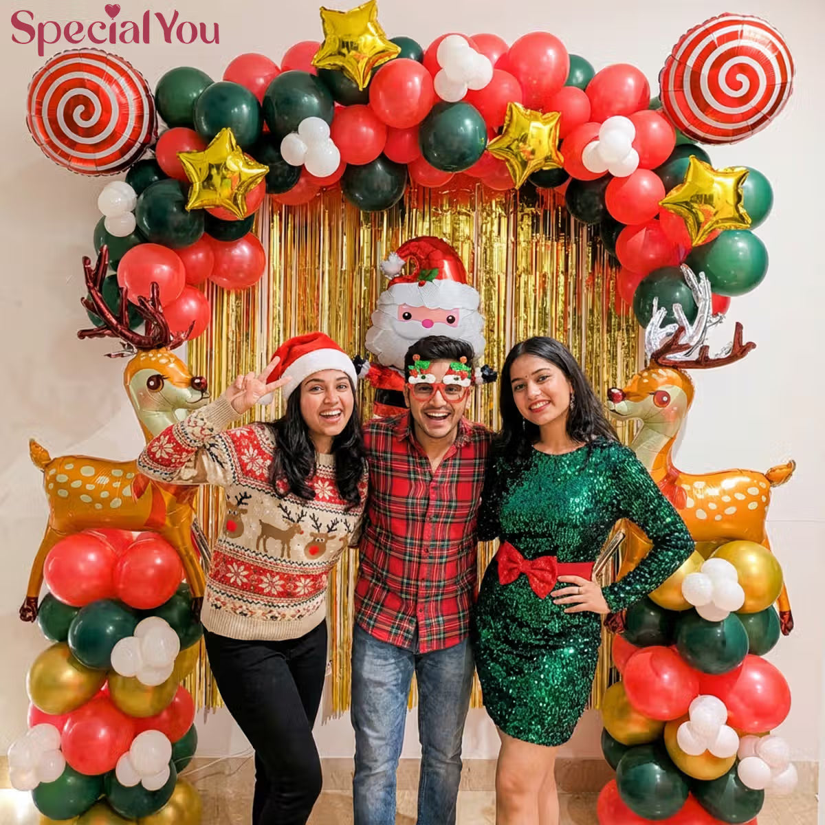 Santa & Reindeer Christmas Balloon Arch Decoration