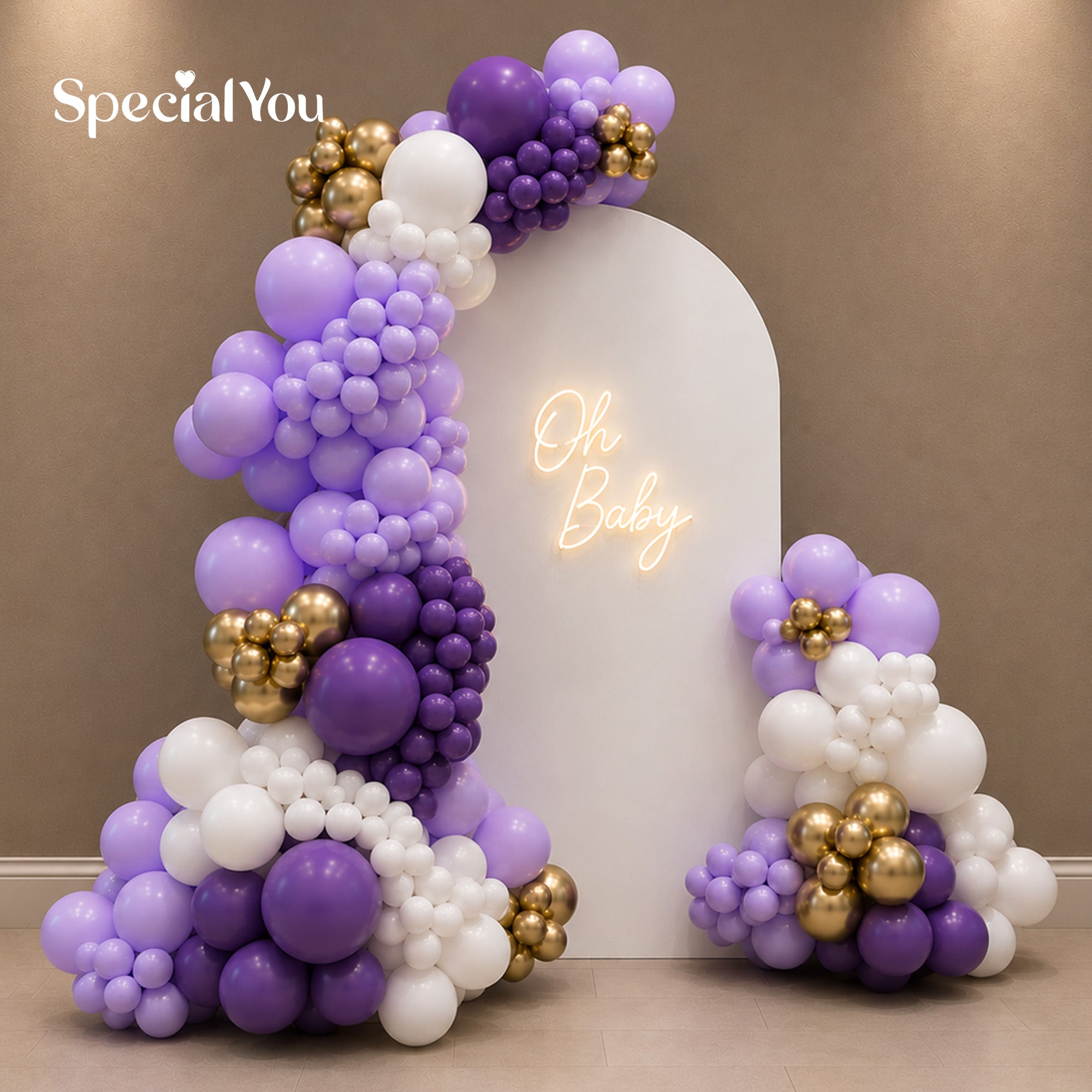 Purple and Gold Baby Shower Balloon Decoration