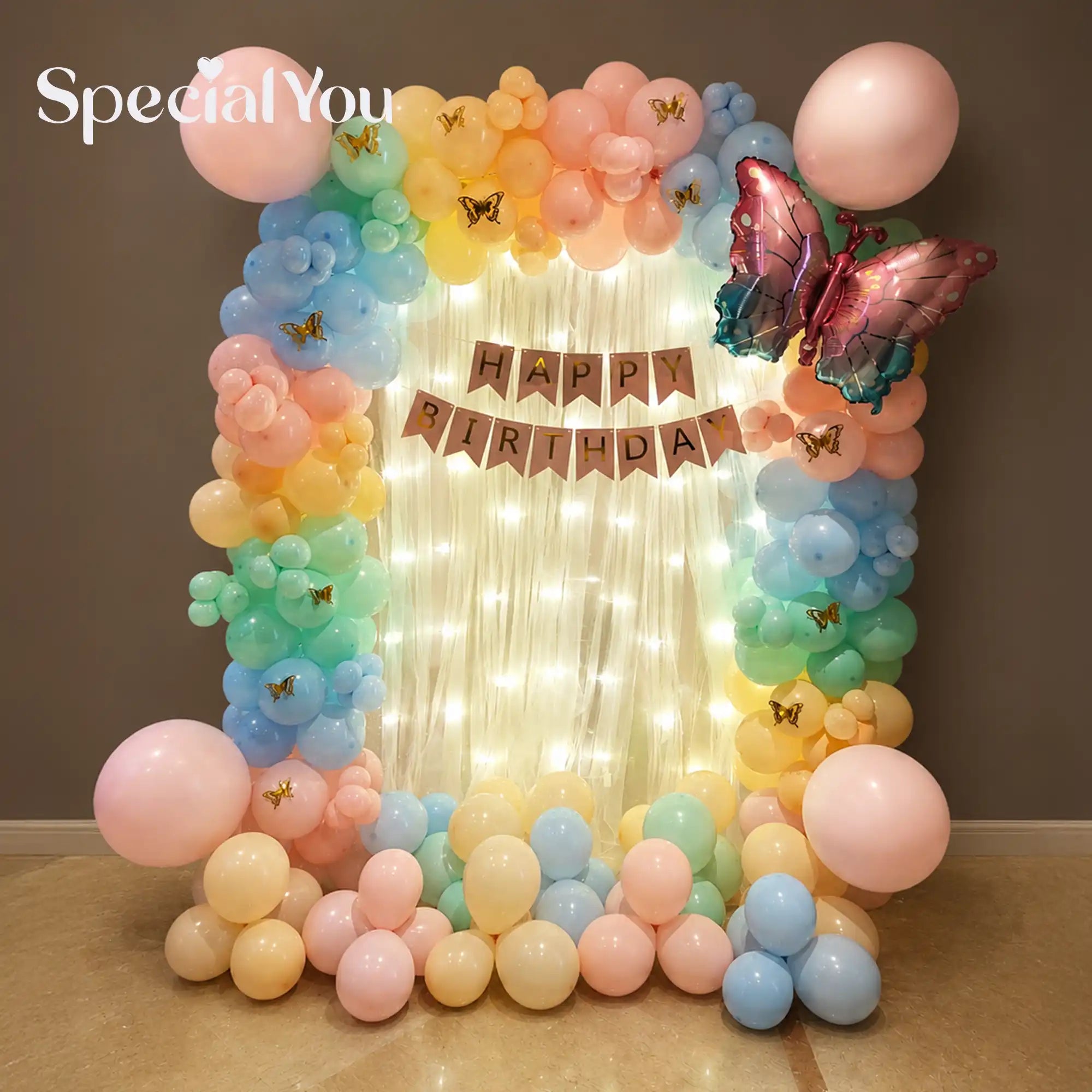 Rainbow Butterfly Balloon Decor