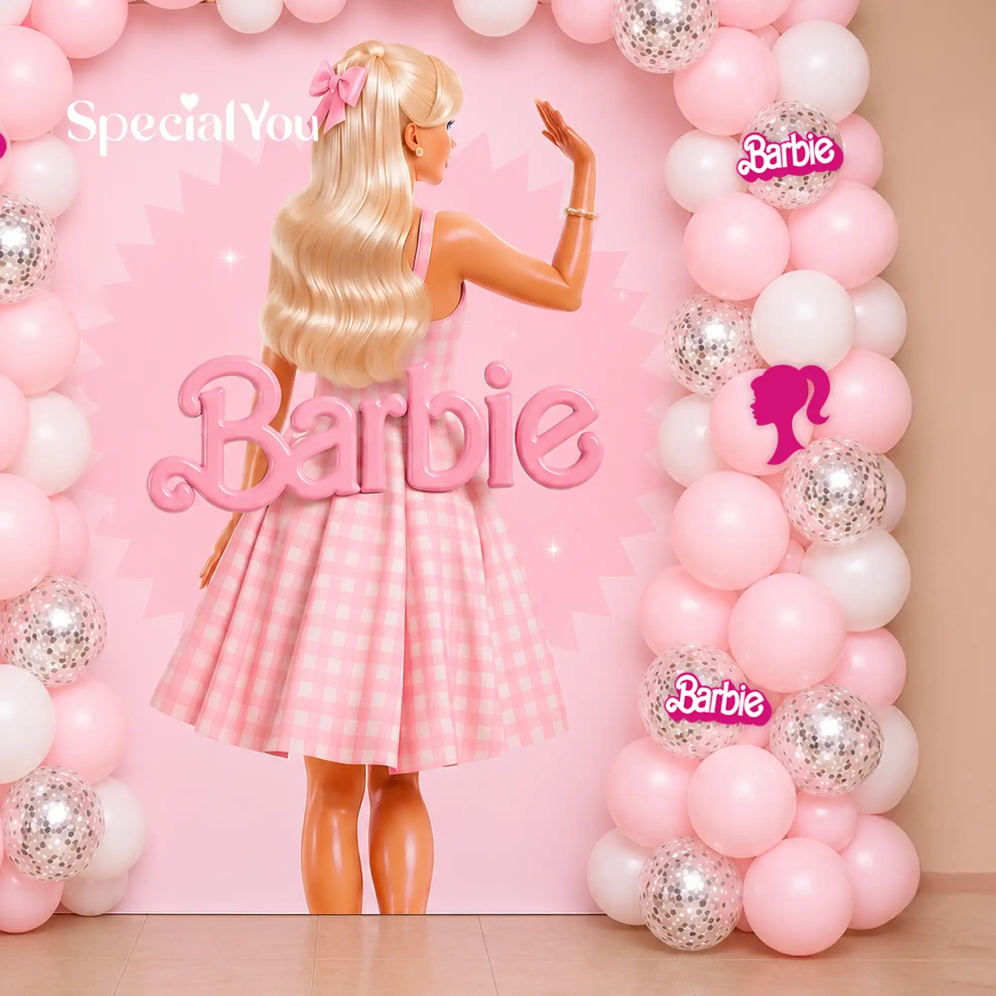 Barbie Theme Birthday Balloon Backdrop Decoration