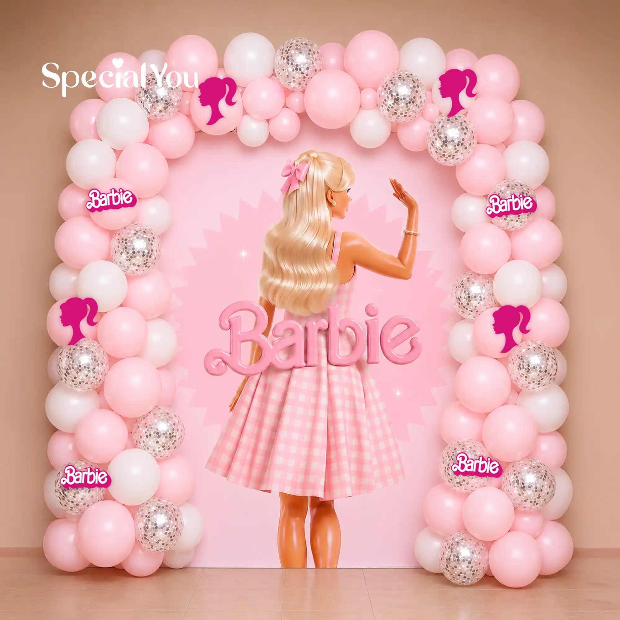 Barbie Theme Birthday Balloon Backdrop Decoration