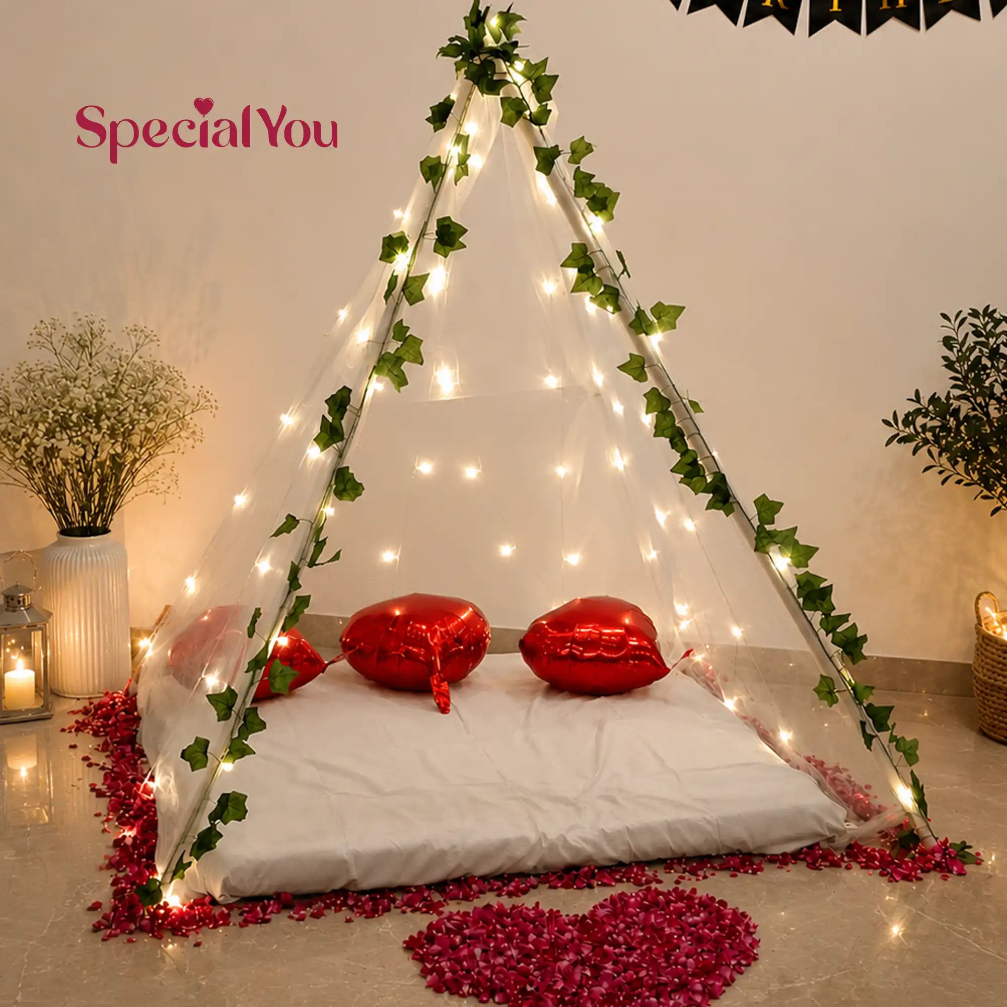 Romantic Birthday Tent Decor