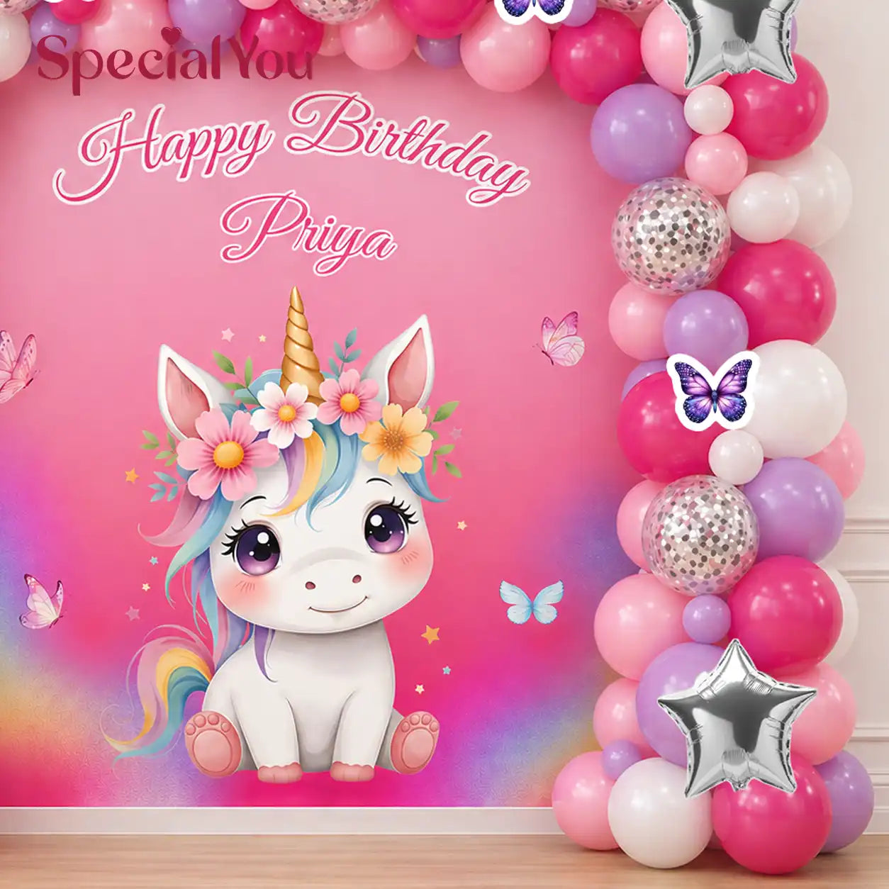 Pink Unicorn Theme Balloon Arch Birthday Decor