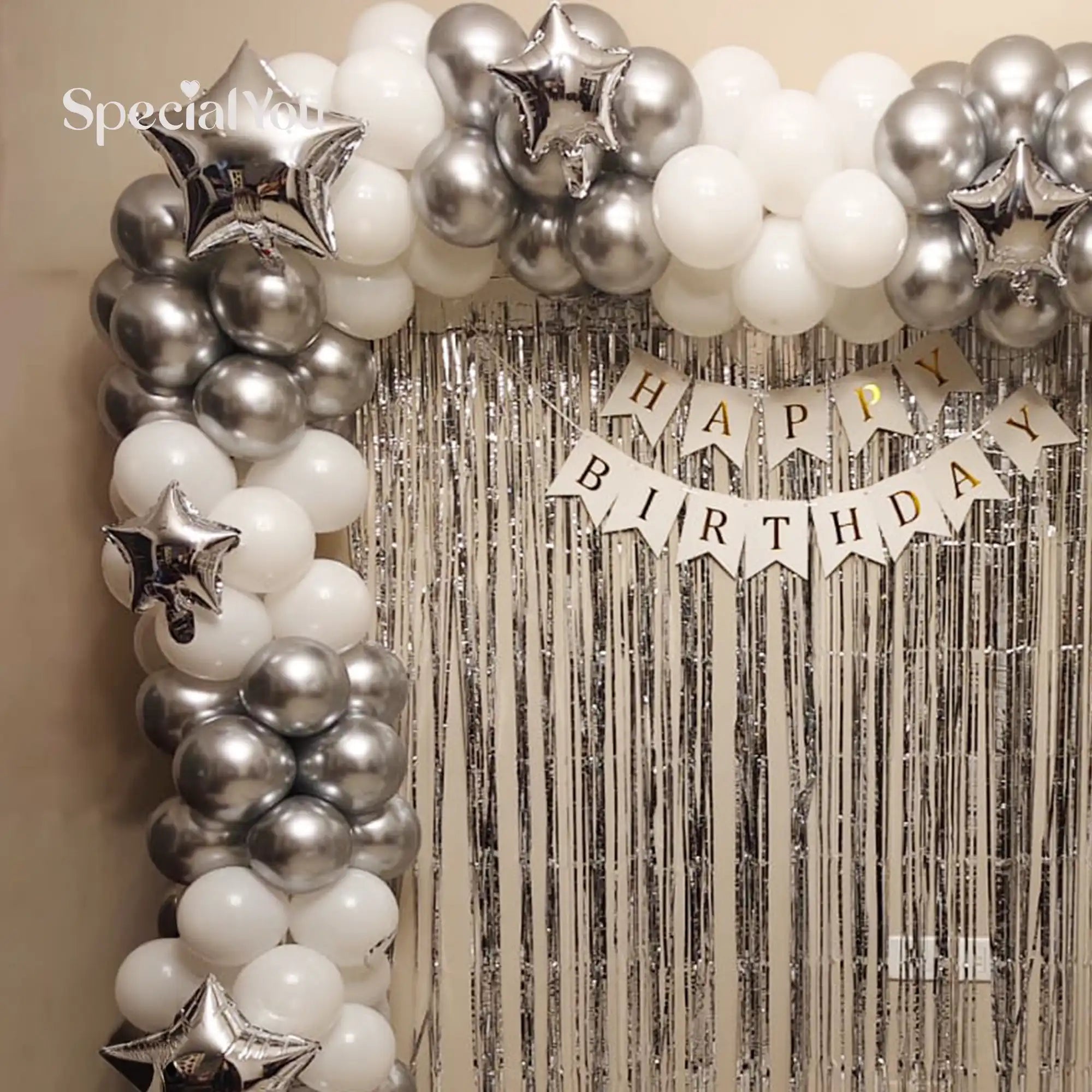 Silver Sparkle Star Balloon Decor