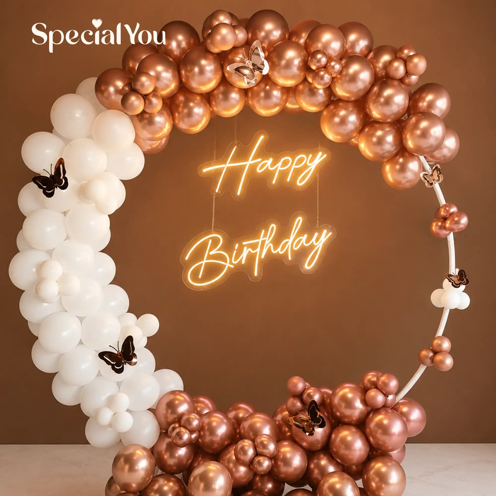 Premium Rose Gold Birthday Backdrop Decoration