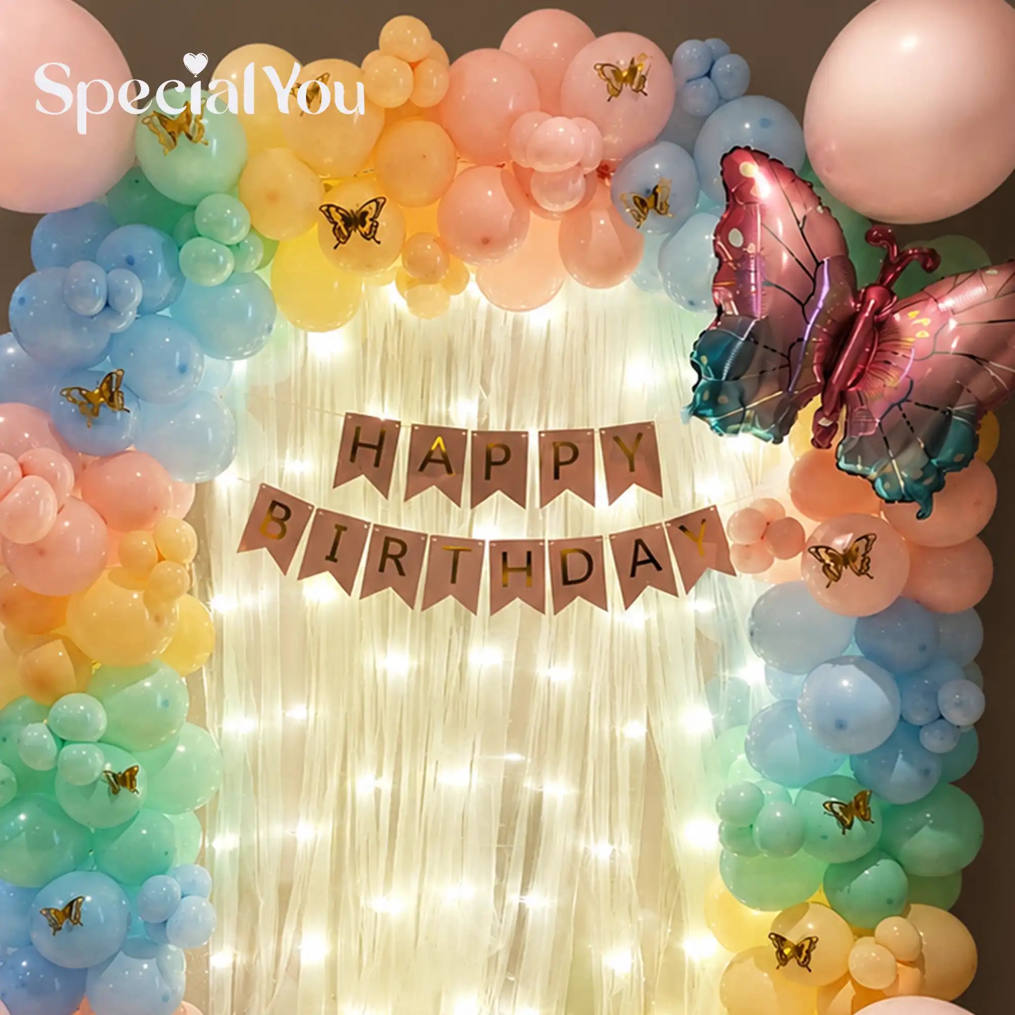 Rainbow Butterfly Balloon Decor