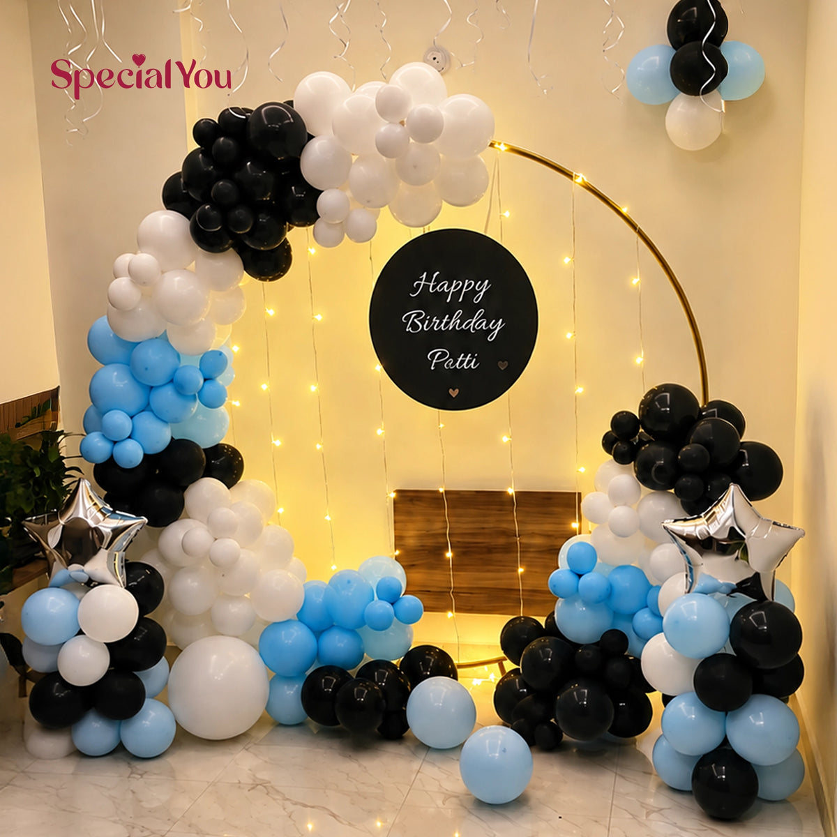 Black & Blue Balloon Ring Backdrop Birthday Decoration