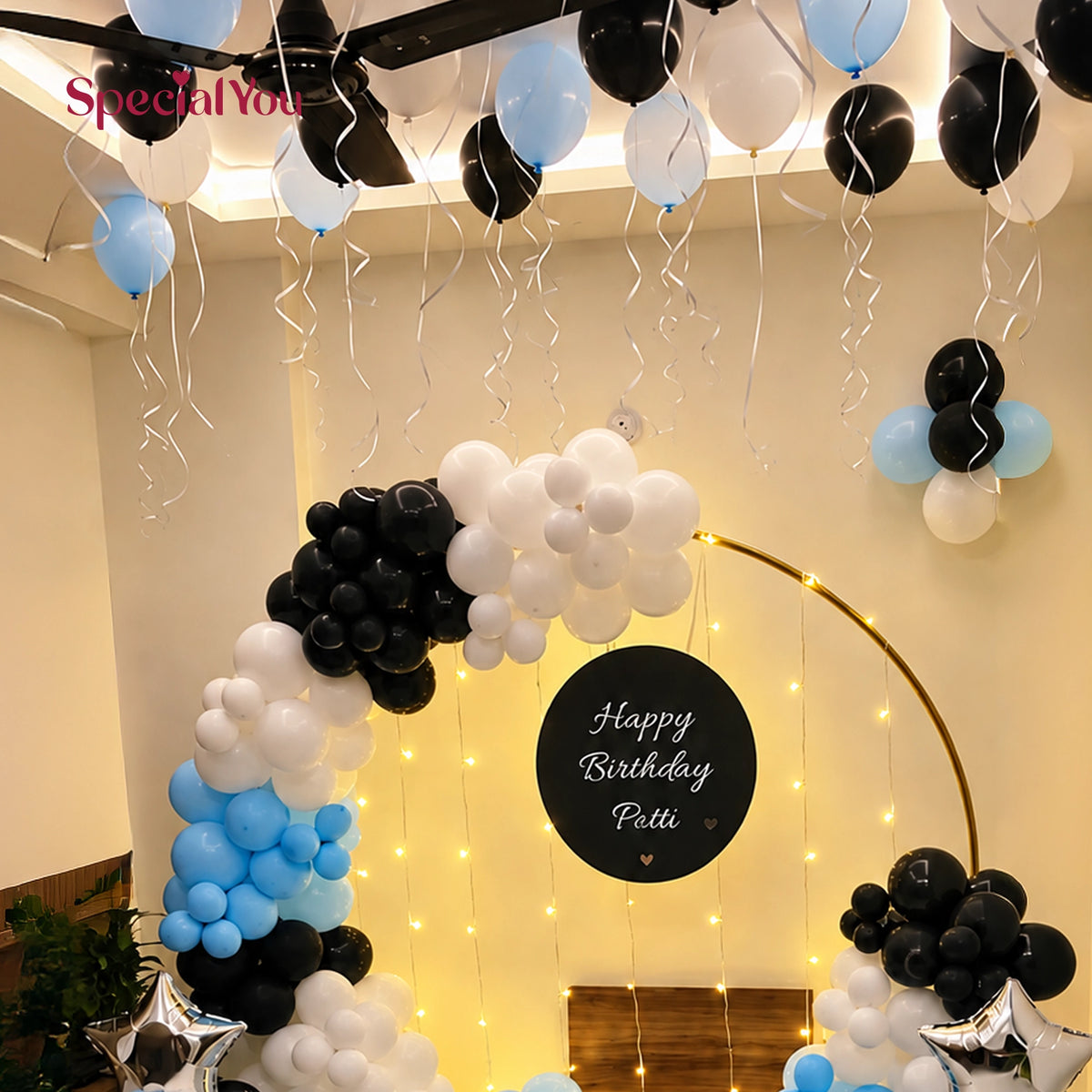 Black & Blue Balloon Ring Backdrop Birthday Decoration