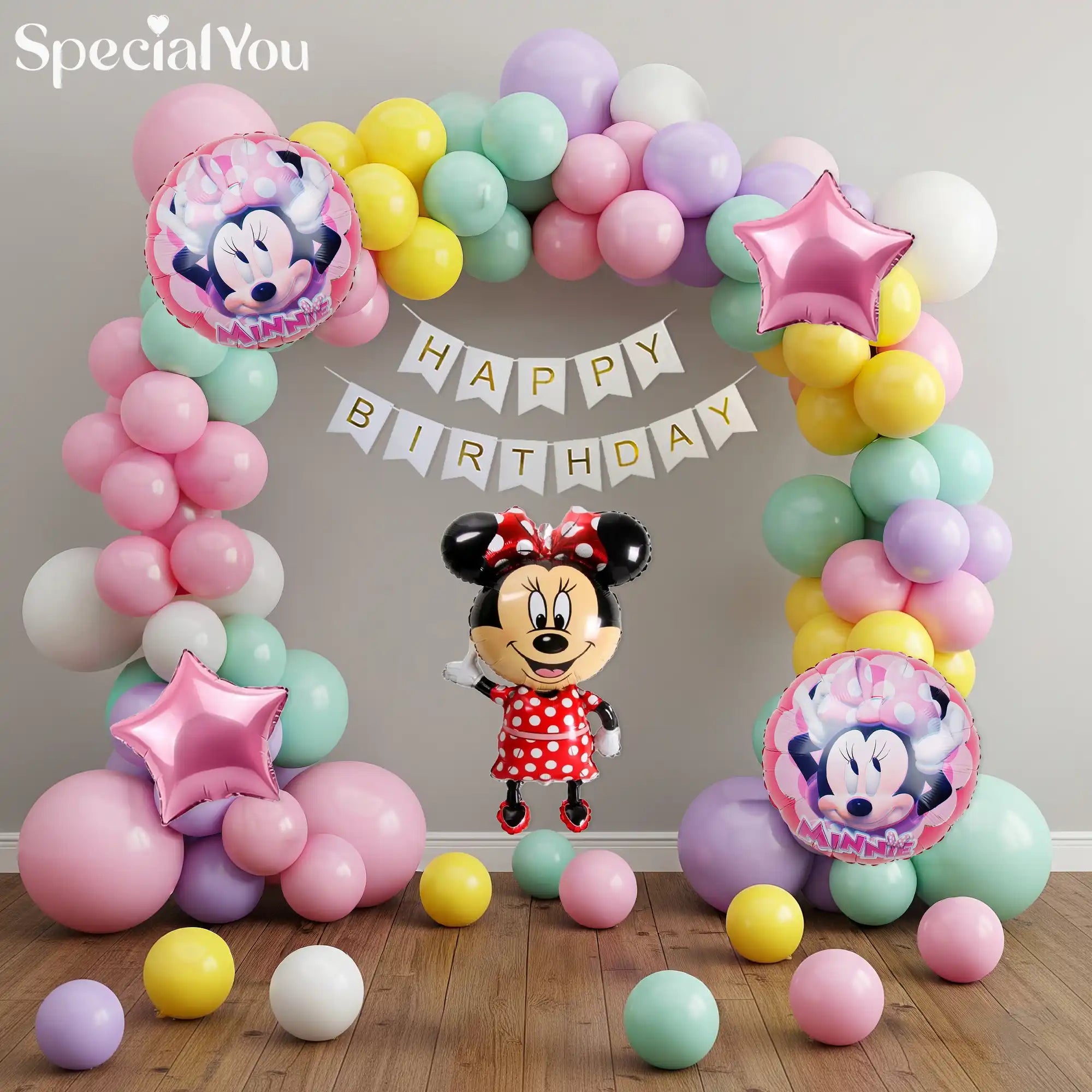 Minnie Mouse Pretty Pastel Balloon Arch Decor