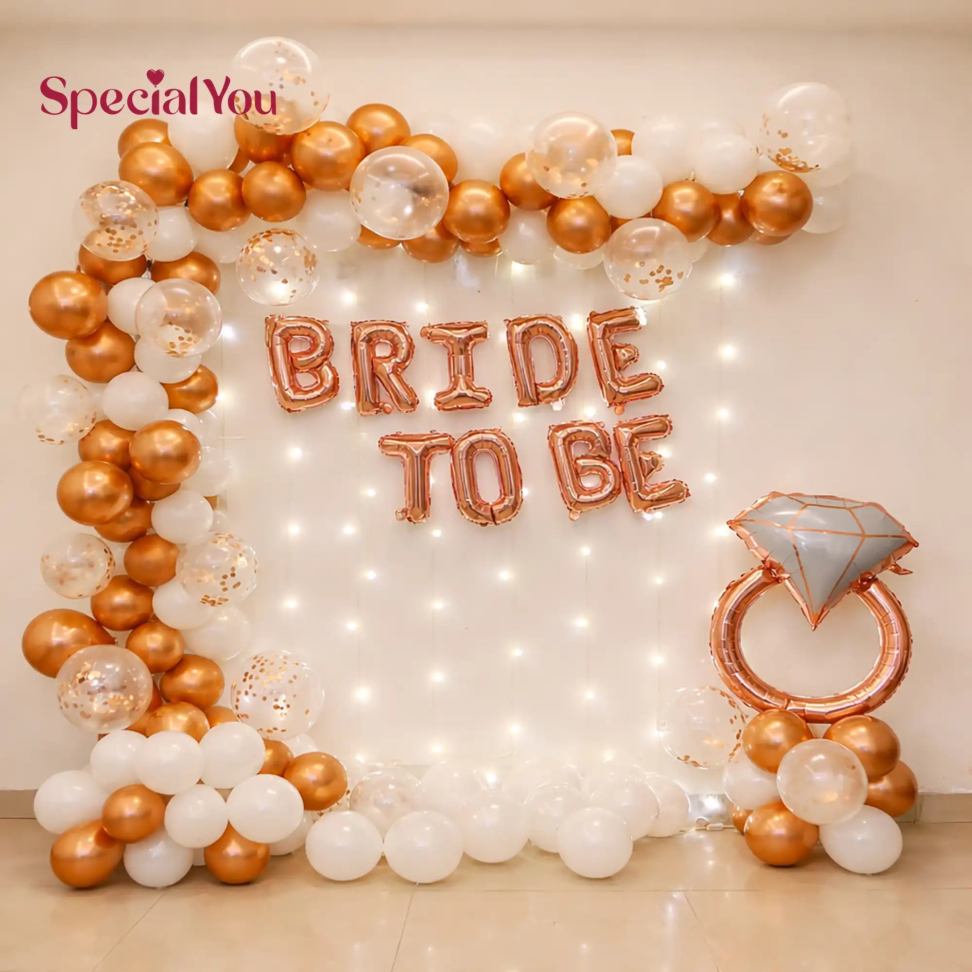 Rose Gold Bride To Be Ring Backdrop Decor