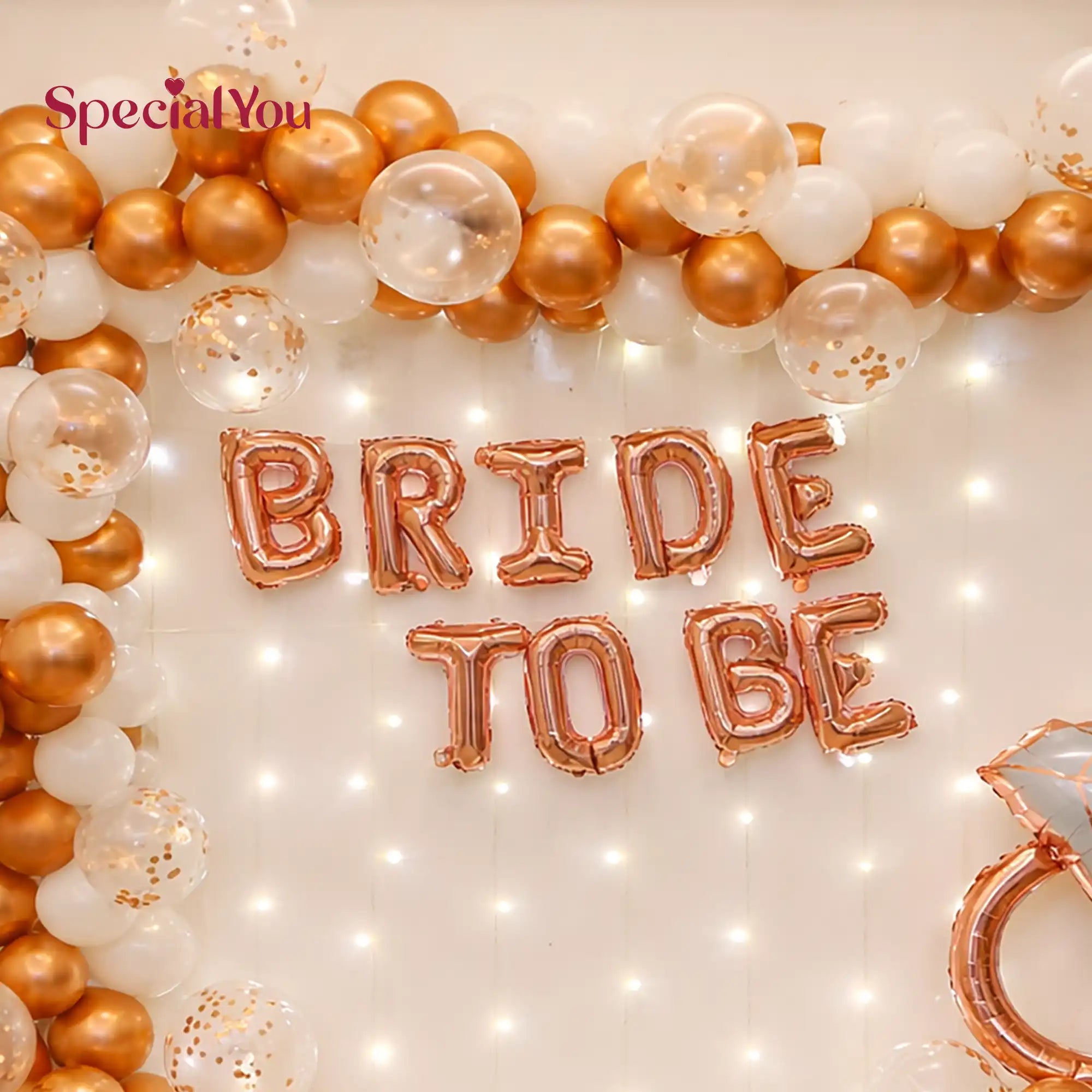 Rose Gold Bride To Be Ring Backdrop Decor