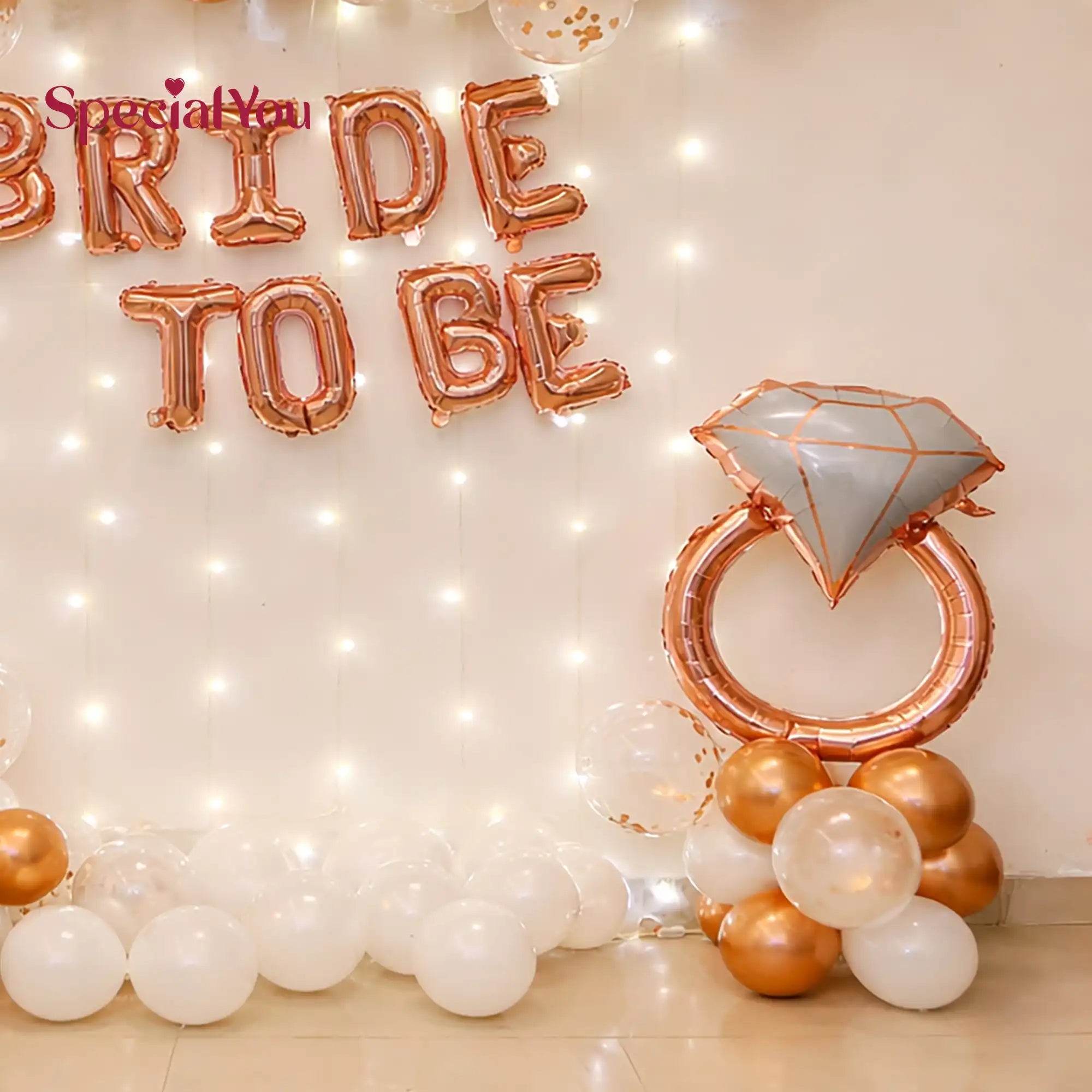 Rose Gold Bride To Be Ring Backdrop Decor