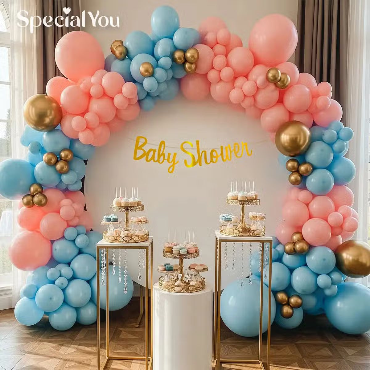 Pink-Blue Bloom Baby Shower Decor