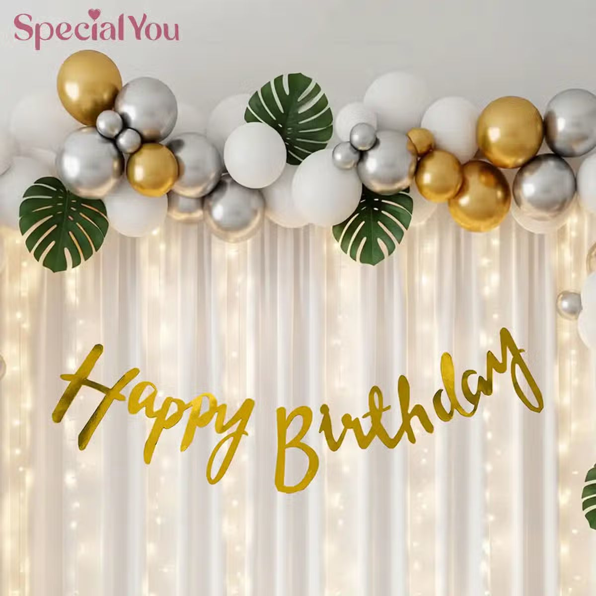 Royal White & Golden Balloon Decor