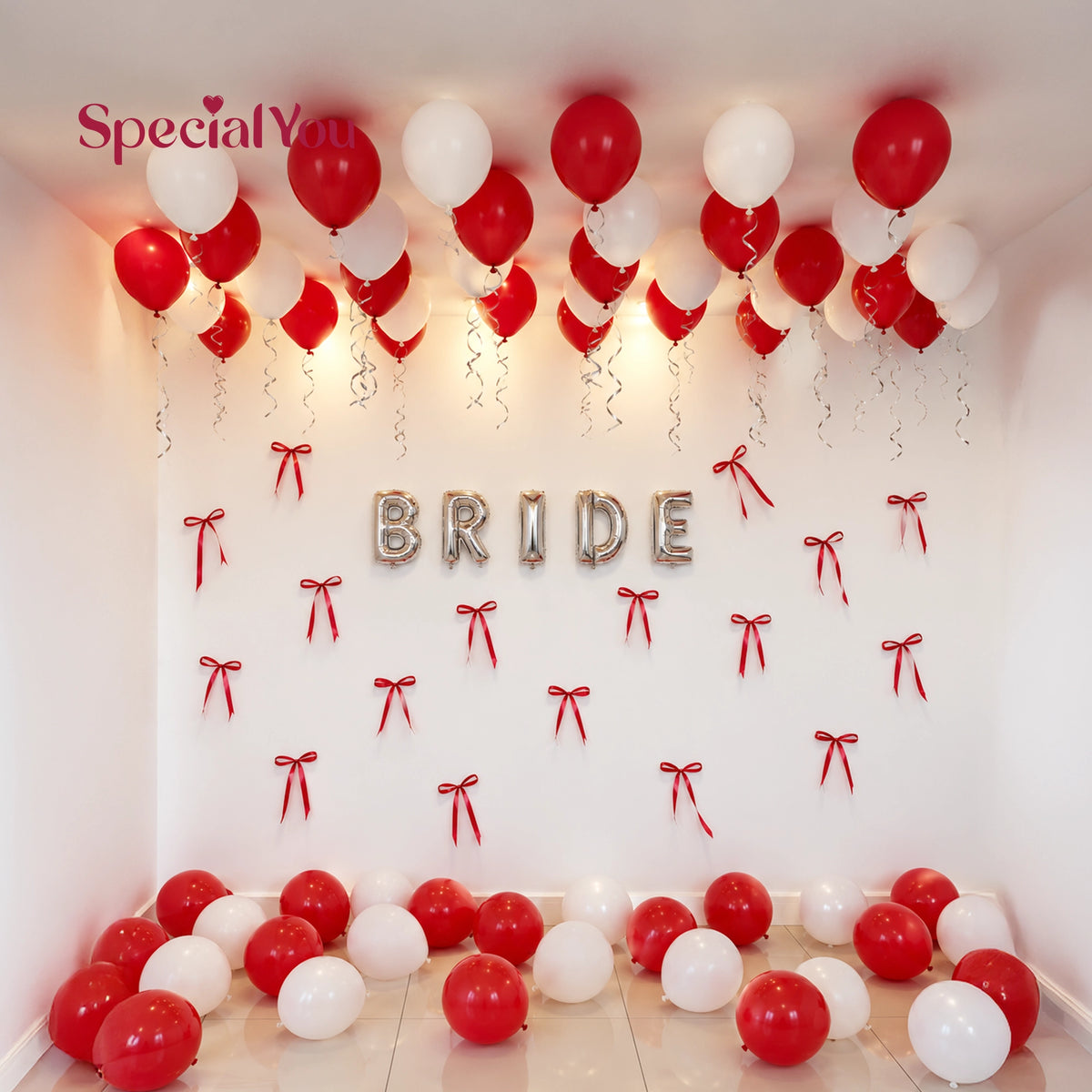 Red Bow Bride To Be Balloon Decoration