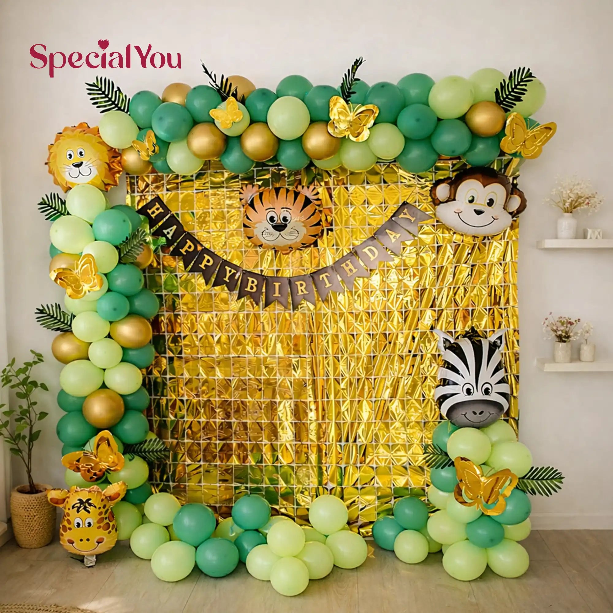 Jungle Safari Birthday Balloon Backdrop Decor