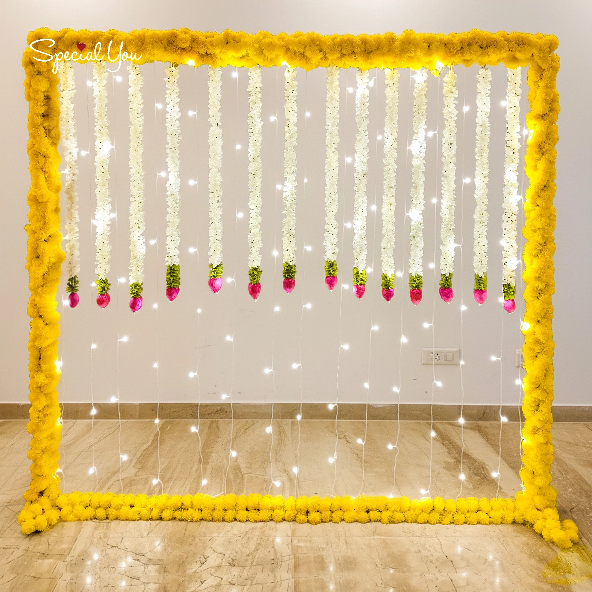 Marigold & Light Backdrop Diwali Decor