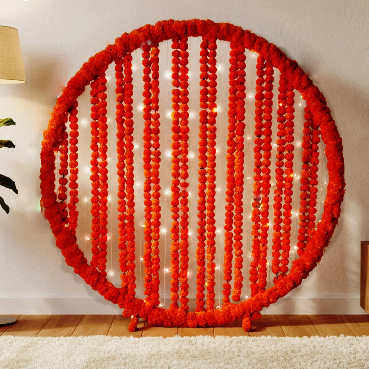 Marigold Floral Ring Decoration For Haldi Ceremony