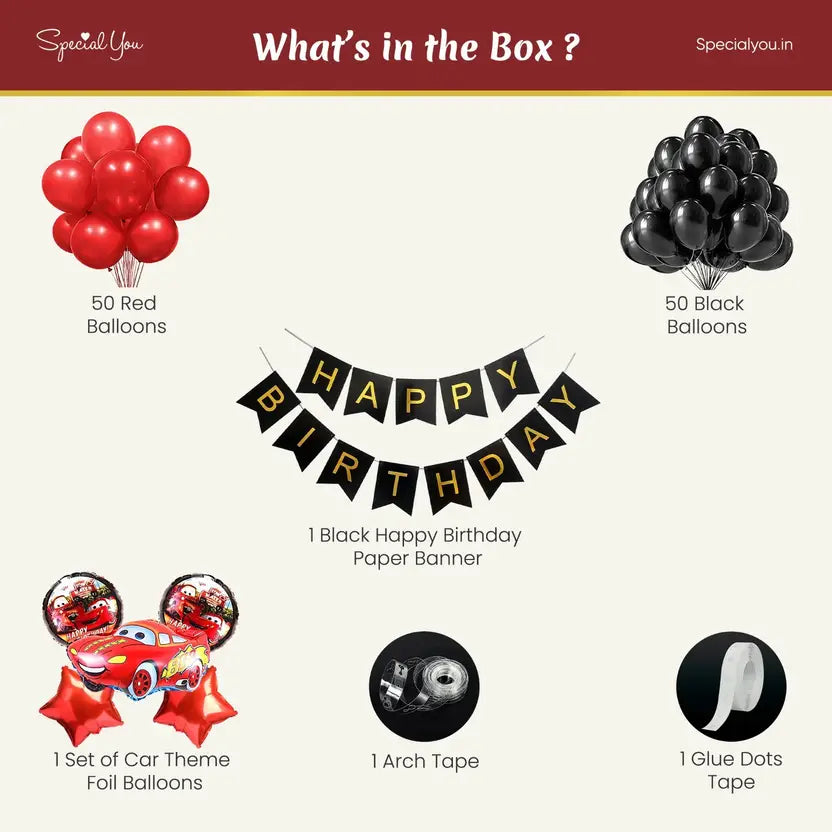 Red & Black Car Theme Birthday Decoration
