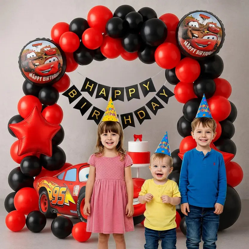 Red & Black Car Theme Birthday Decoration