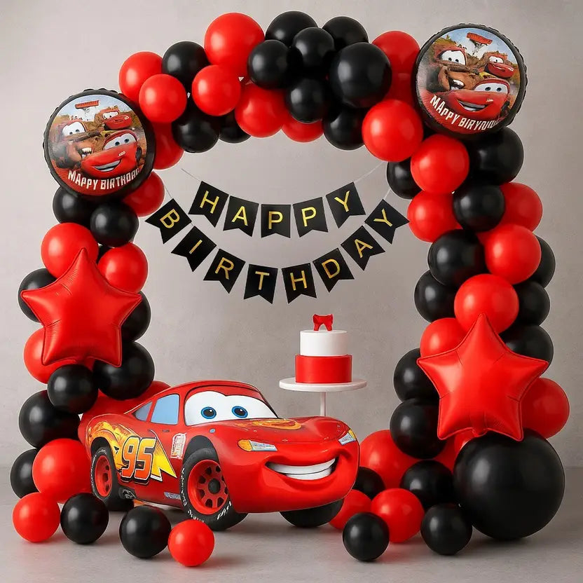 Red & Black Car Theme Birthday Decoration