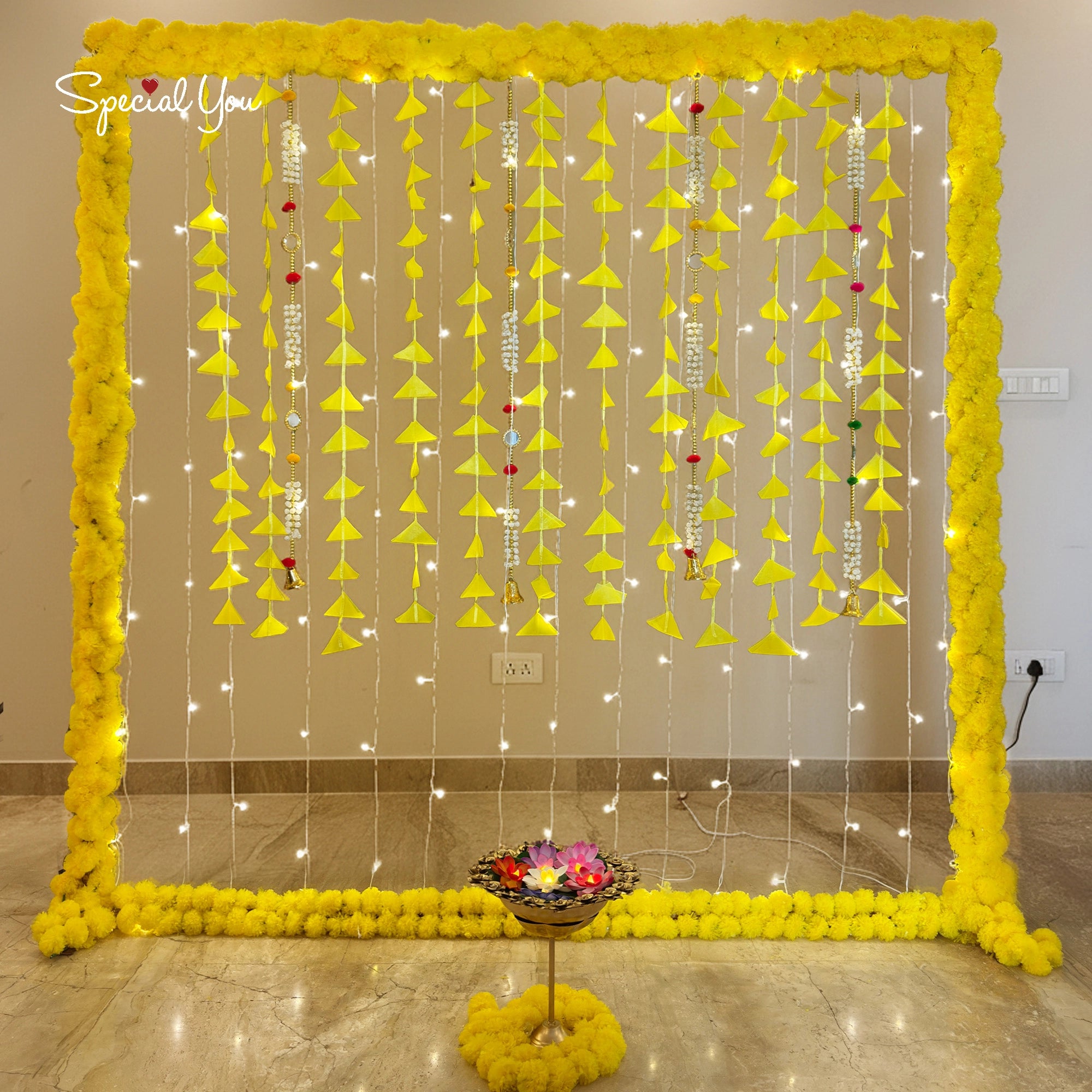 Yellow Tassel & Marigold Flower Diwali Decor
