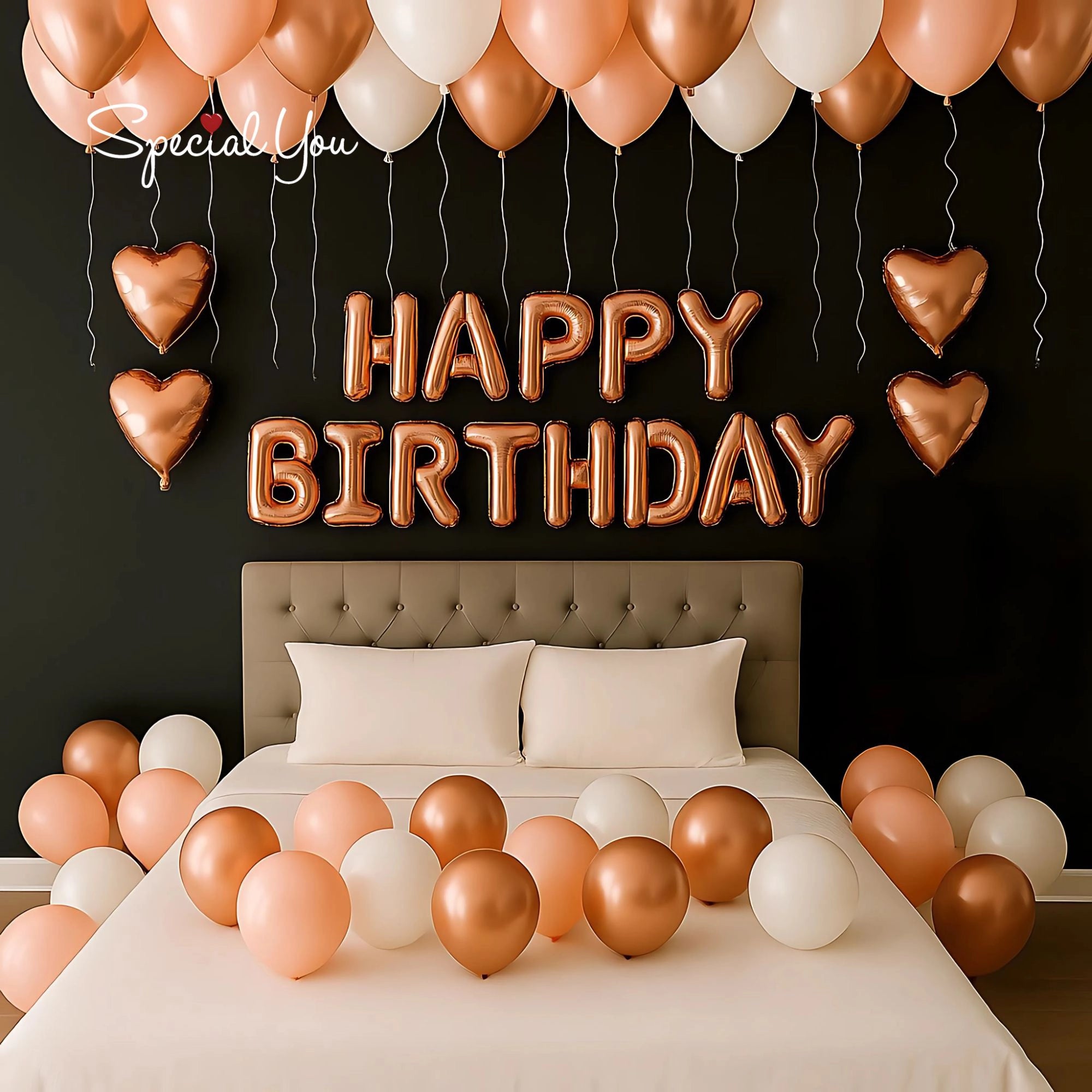 Rose Gold & White Birthday Room Decor