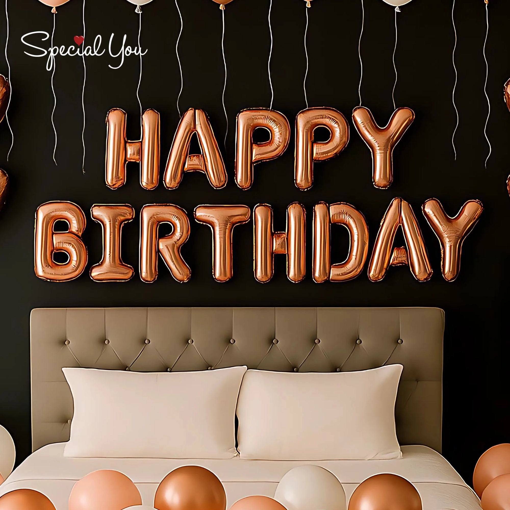 Rose Gold & White Birthday Room Decor