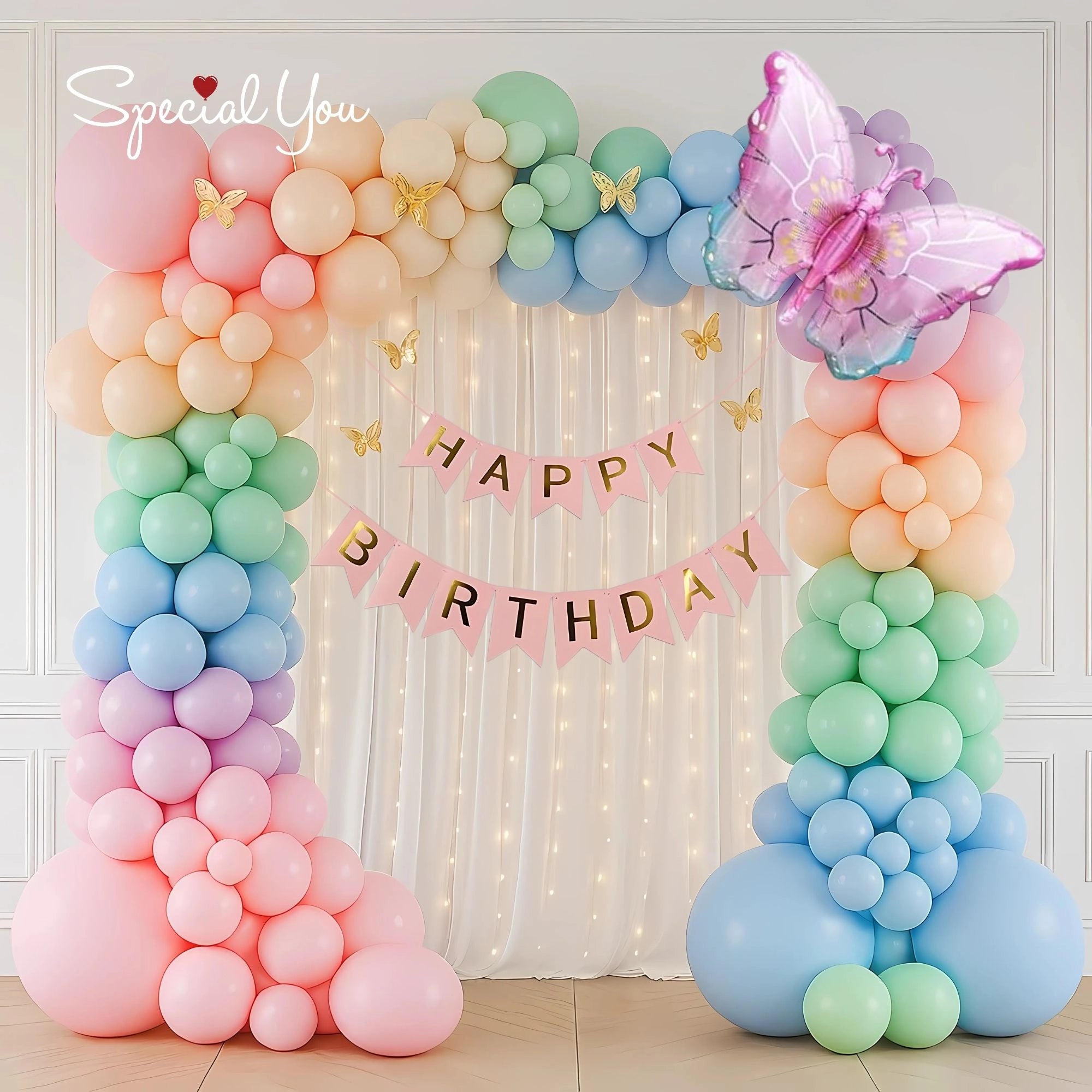 Rainbow Butterfly Balloon Decor