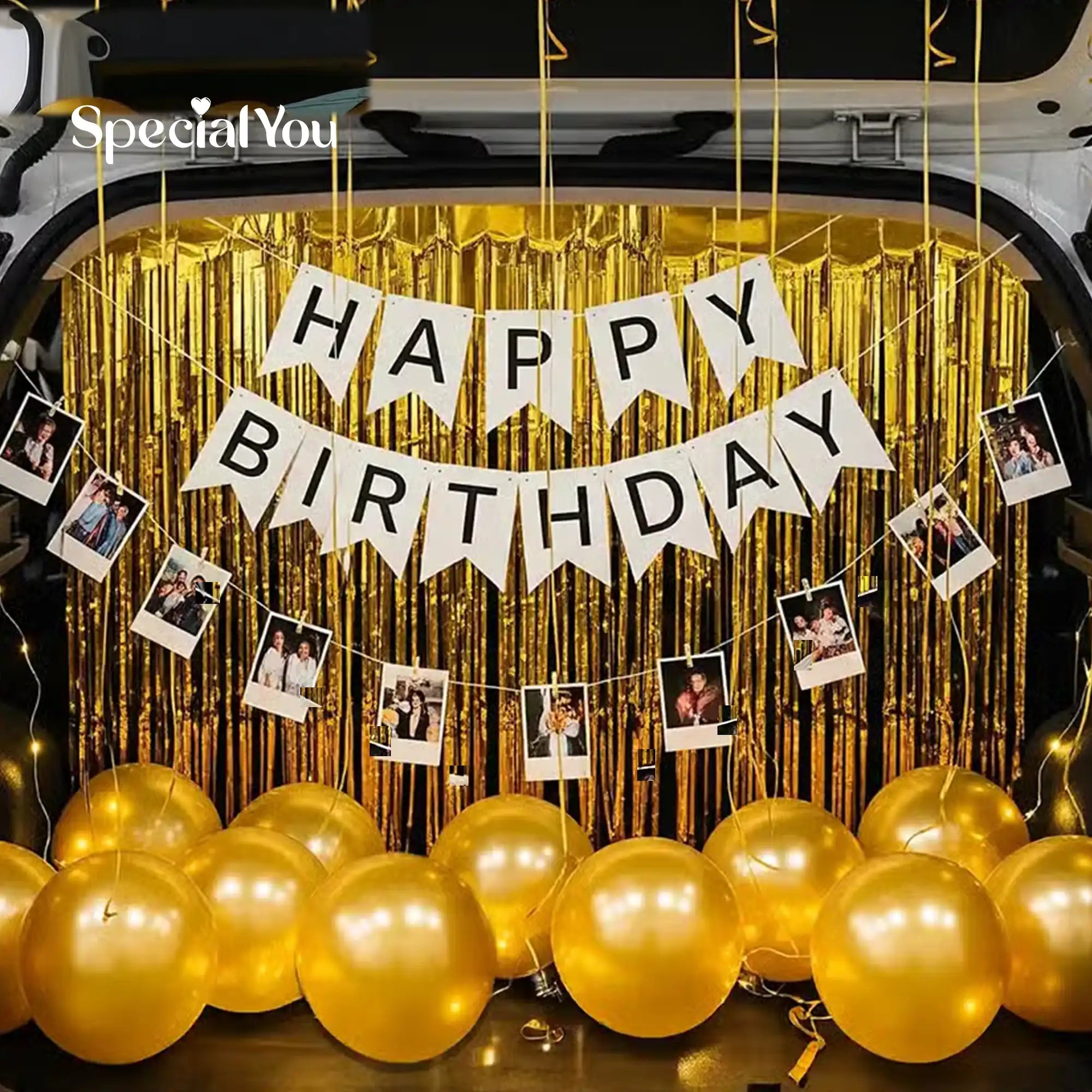 Golden Car Boot Birthday Balloon Decor