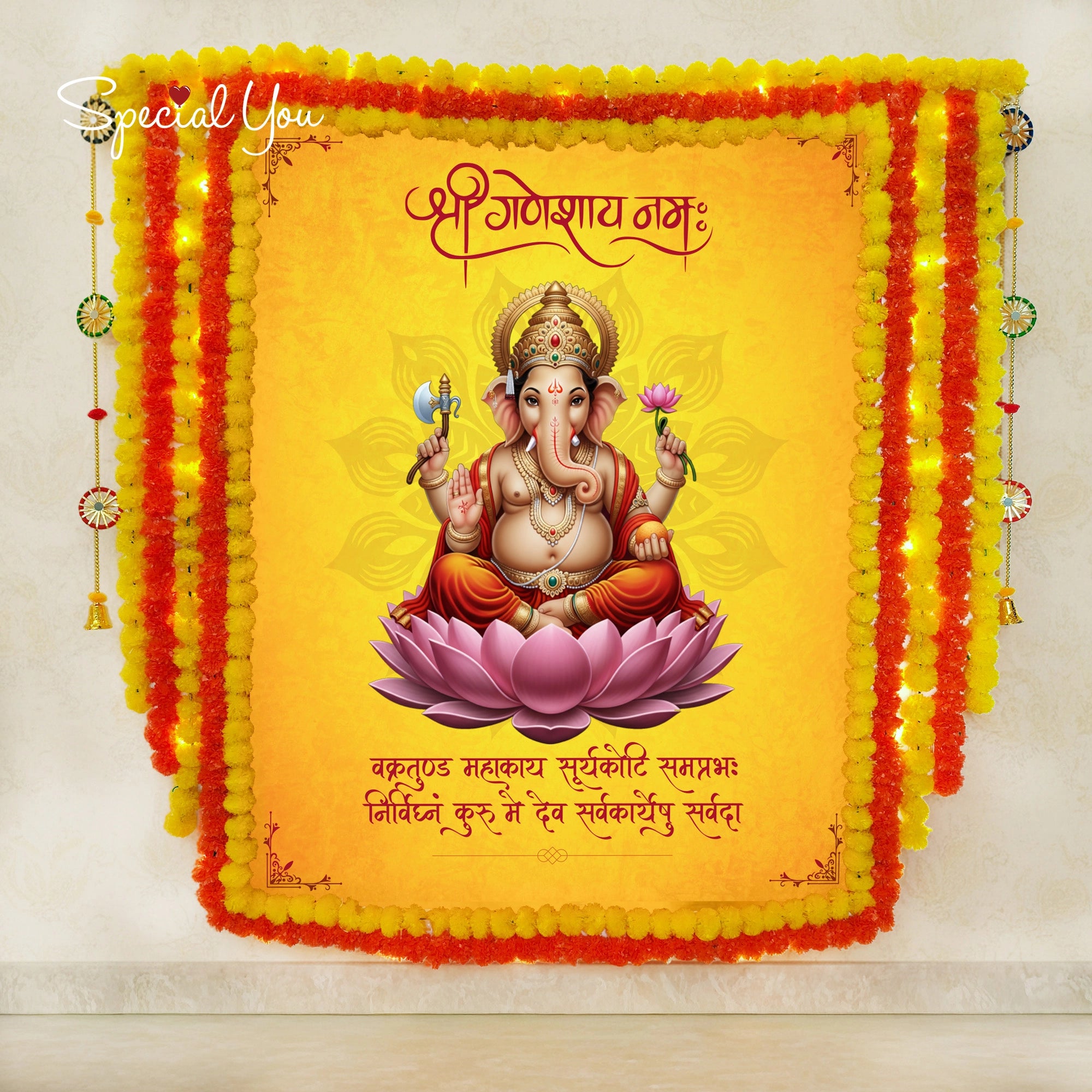 Lord Ganesha Diwali Backdrop Decor