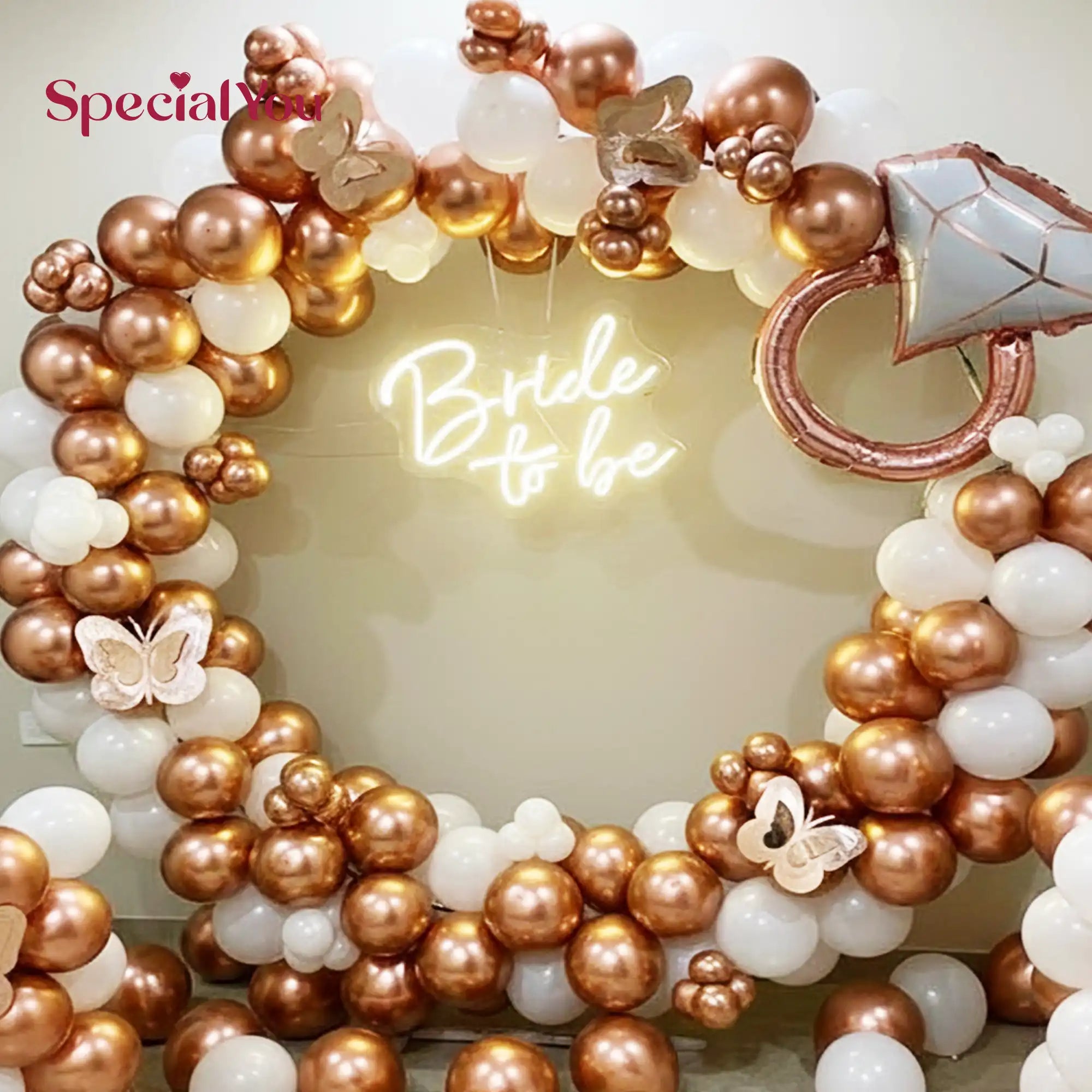 Bride To Be Rose Gold Balloon Ring Theme Decoration