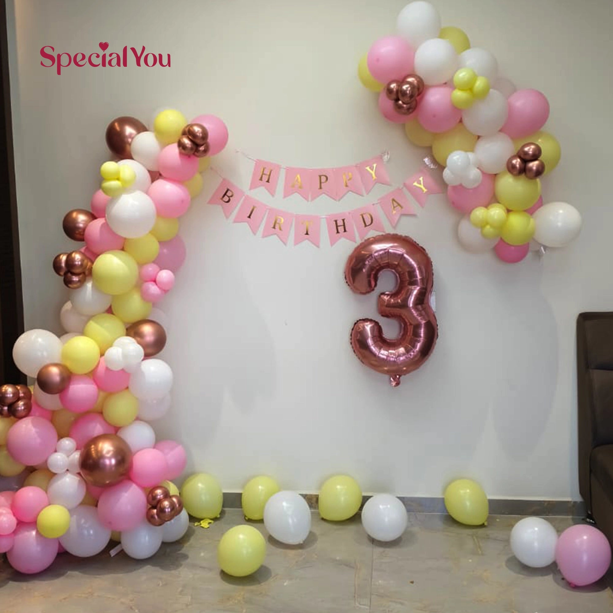 Pastel First Birthday Balloon Decor