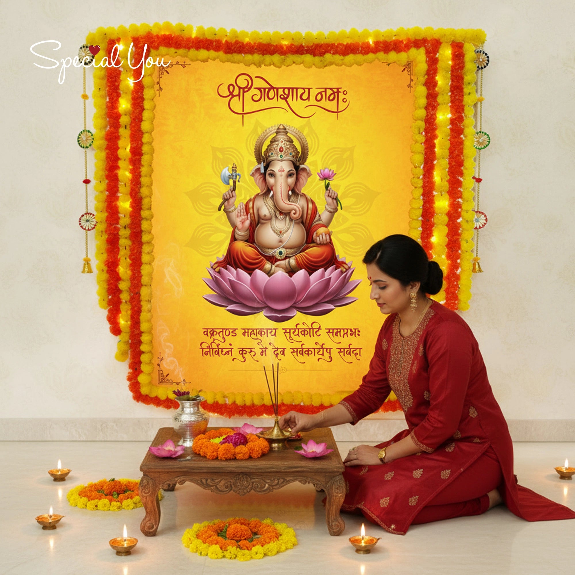 Lord Ganesha Diwali Backdrop Decor