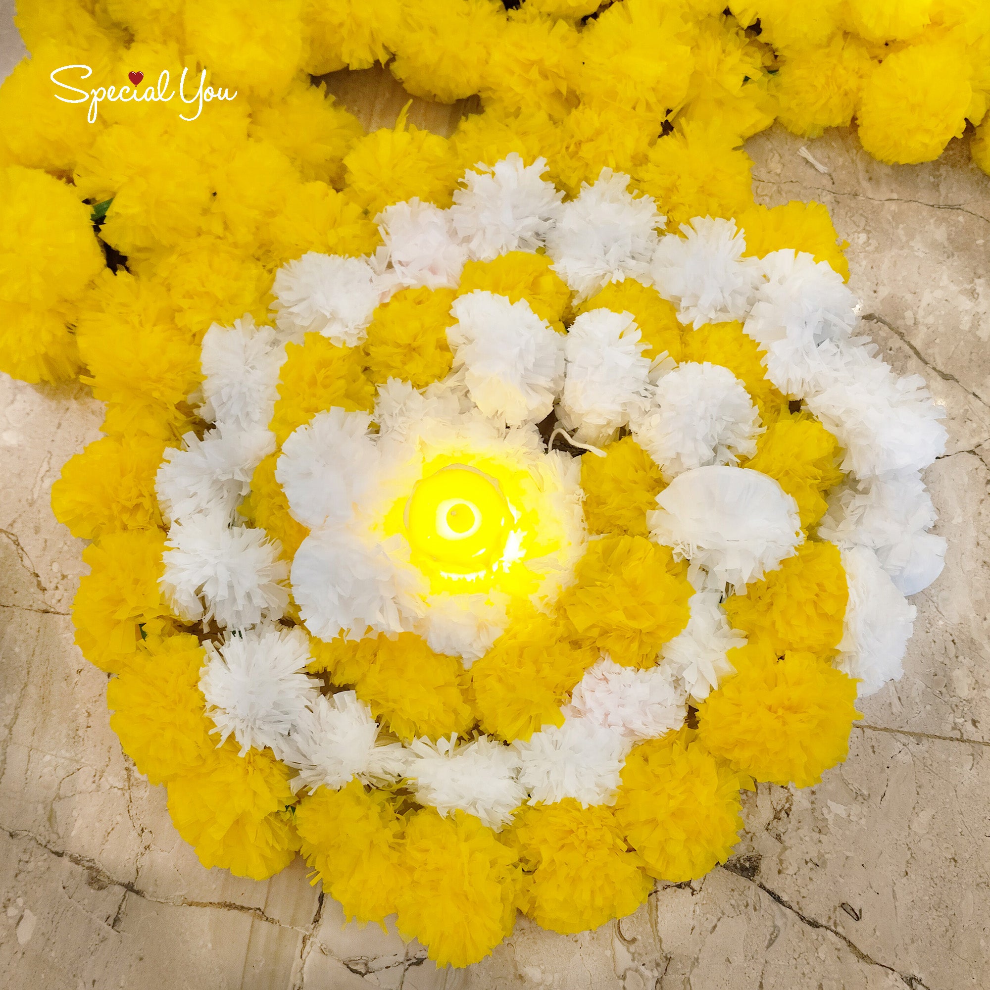 Yellow Floral Haldi Ceremony Backdrop Decor