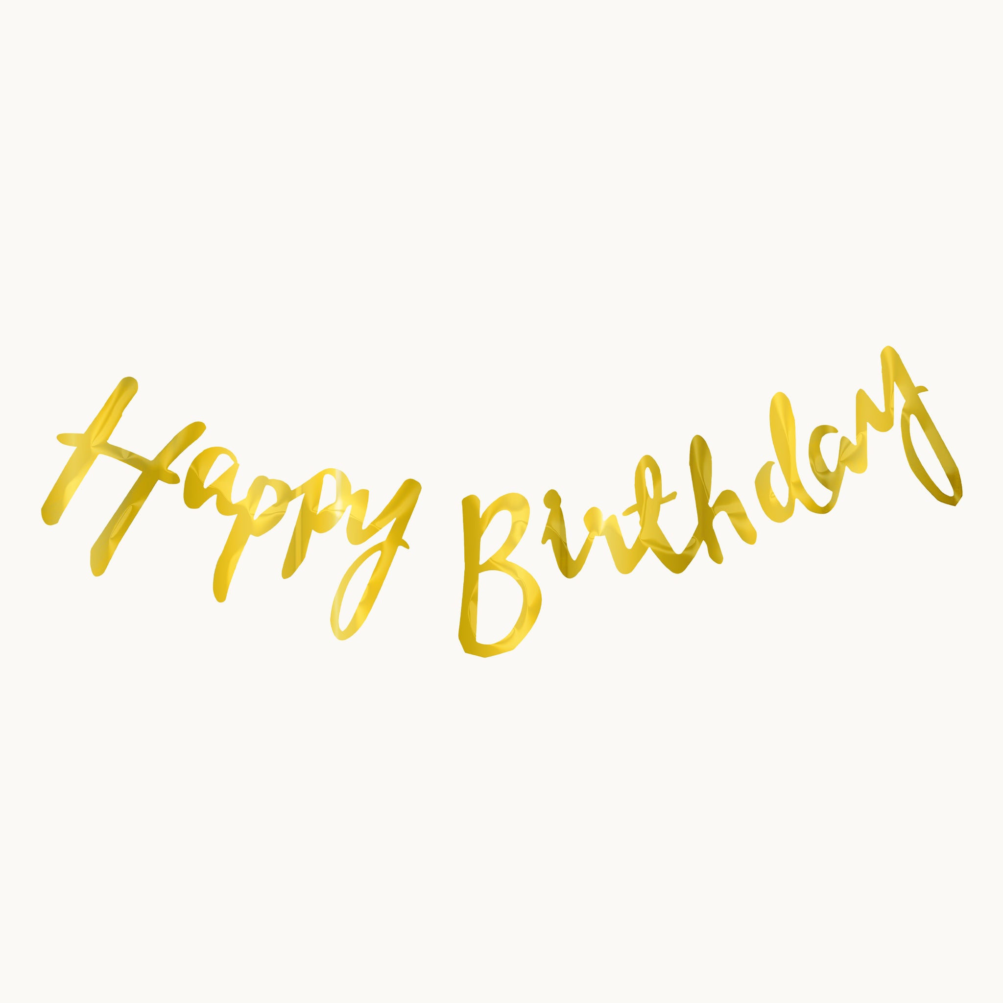 Happy Birthday Party Cursive Metallic Banner - Gold