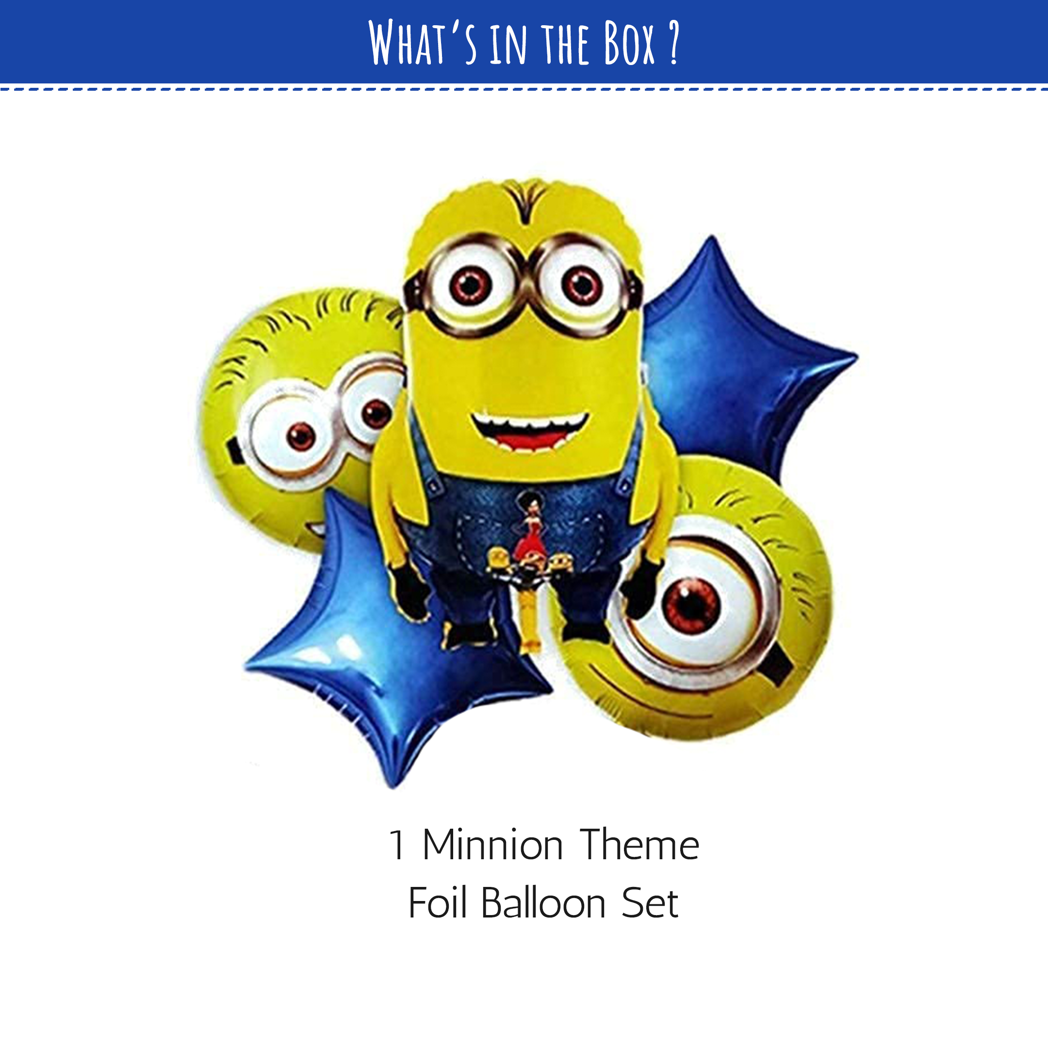 Minion Theme Foil Balloons for kids pack of 5