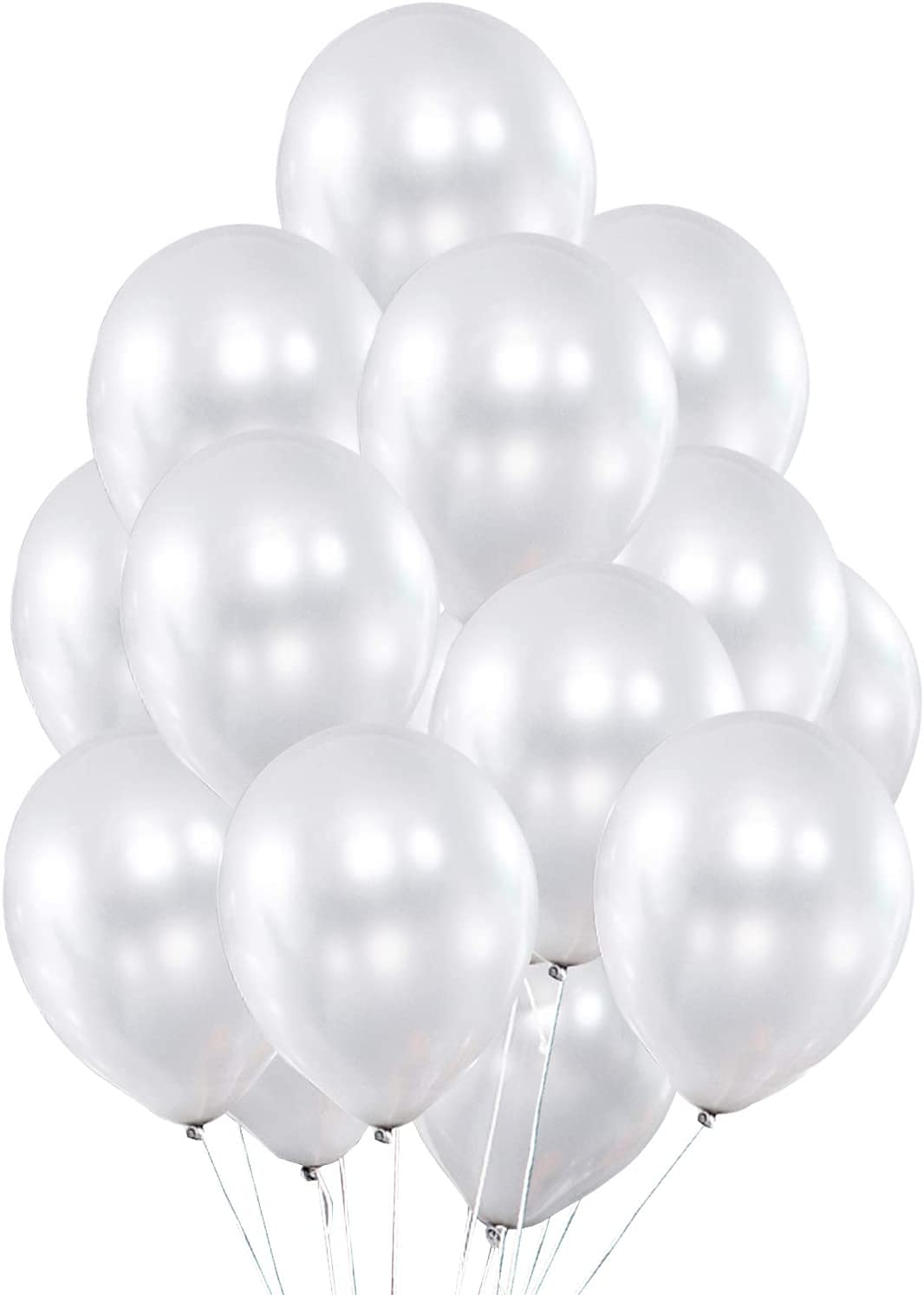 50 Metallic White Balloons