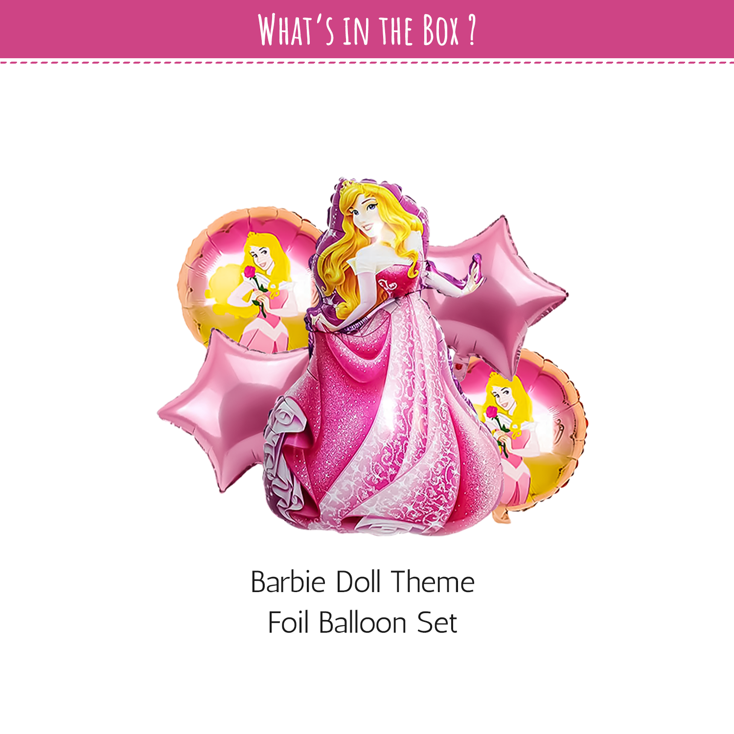 Princess Aurora Theme Foil Balloons Set pack of 5