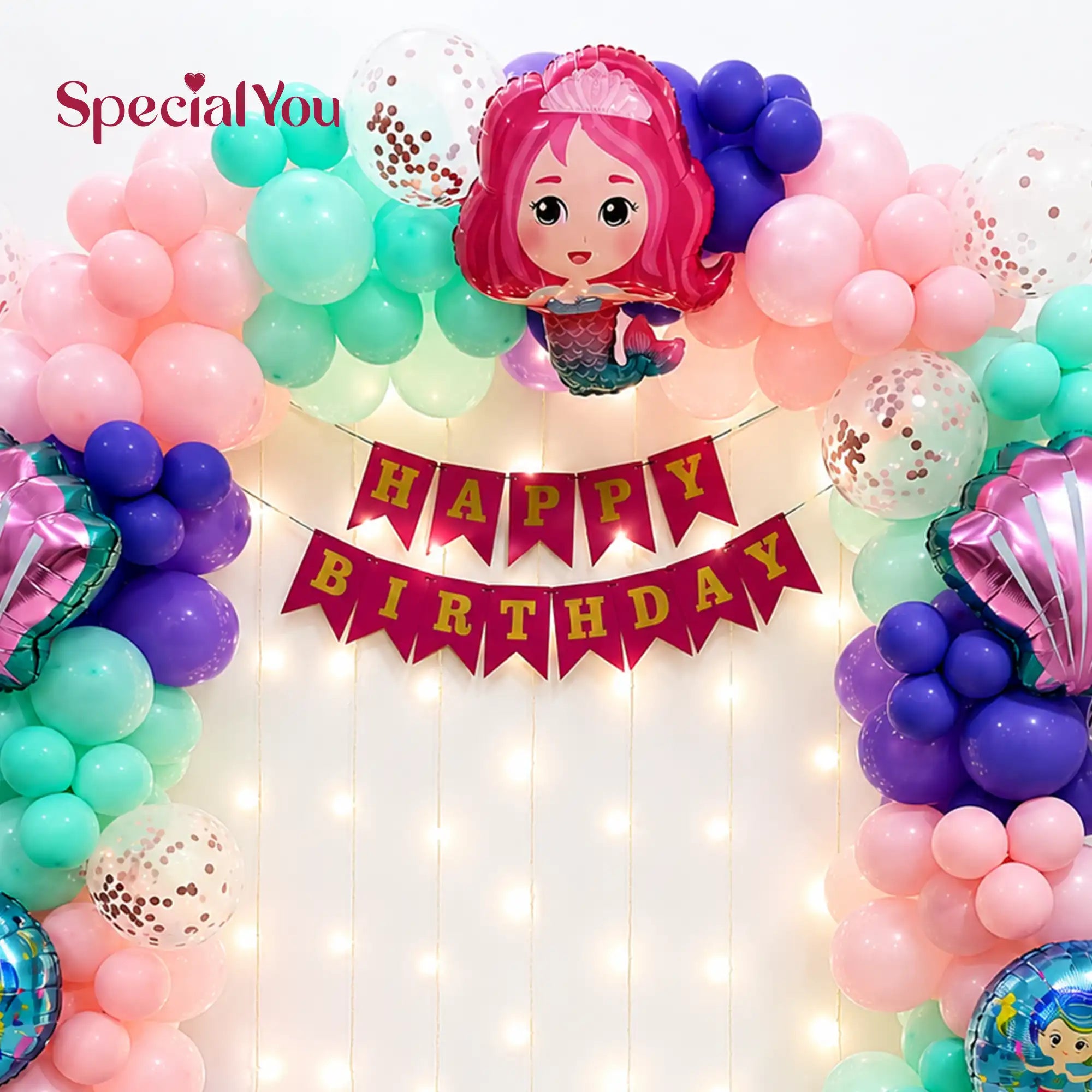 Pastel Mermaid Birthday Balloon Decoration