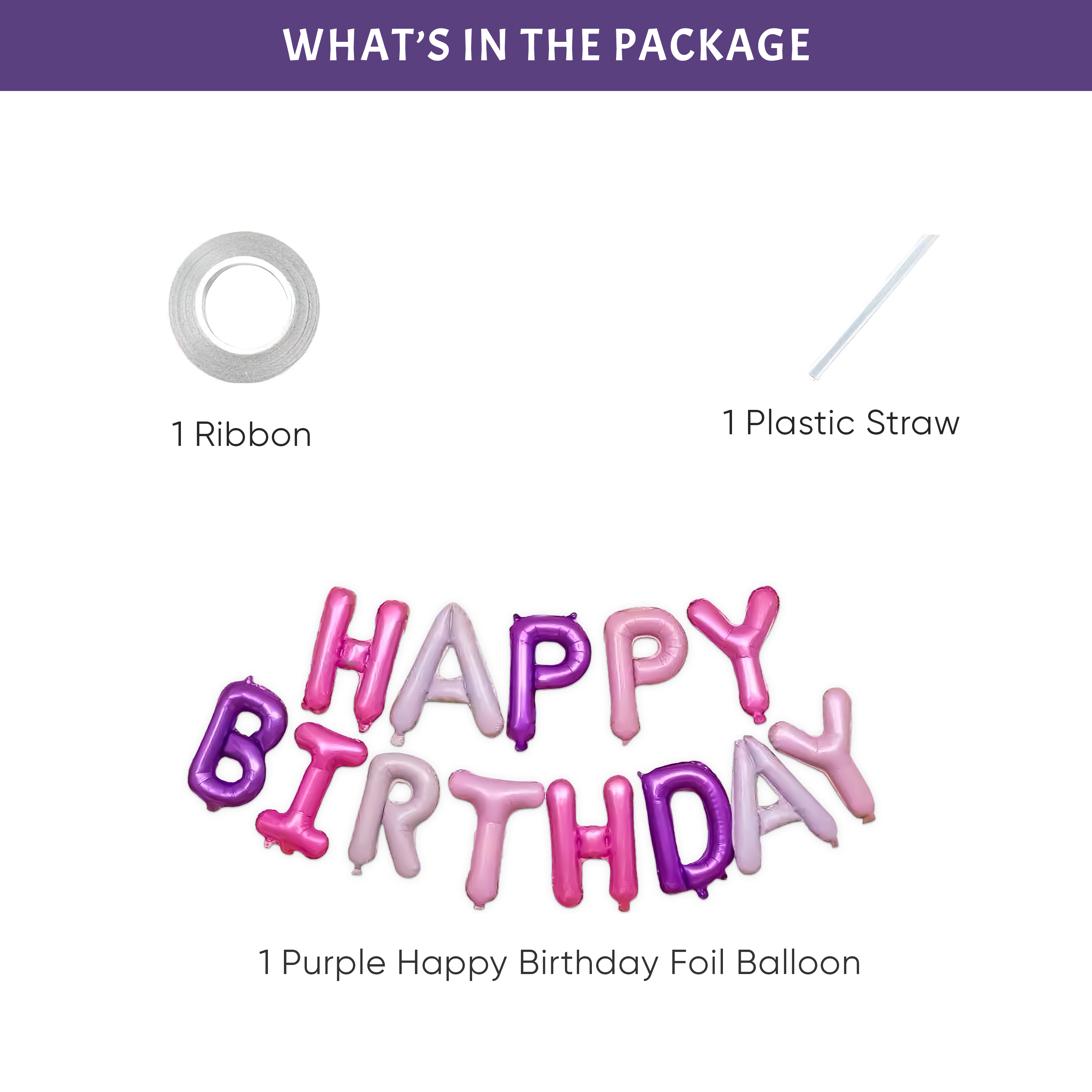 Pink Purple Foil Happy Birthday Banner