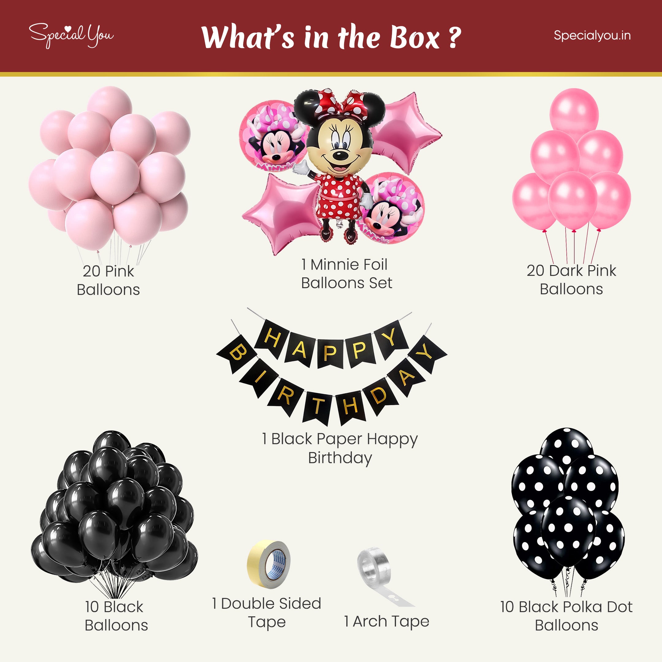 Minnie theme birthday decor items