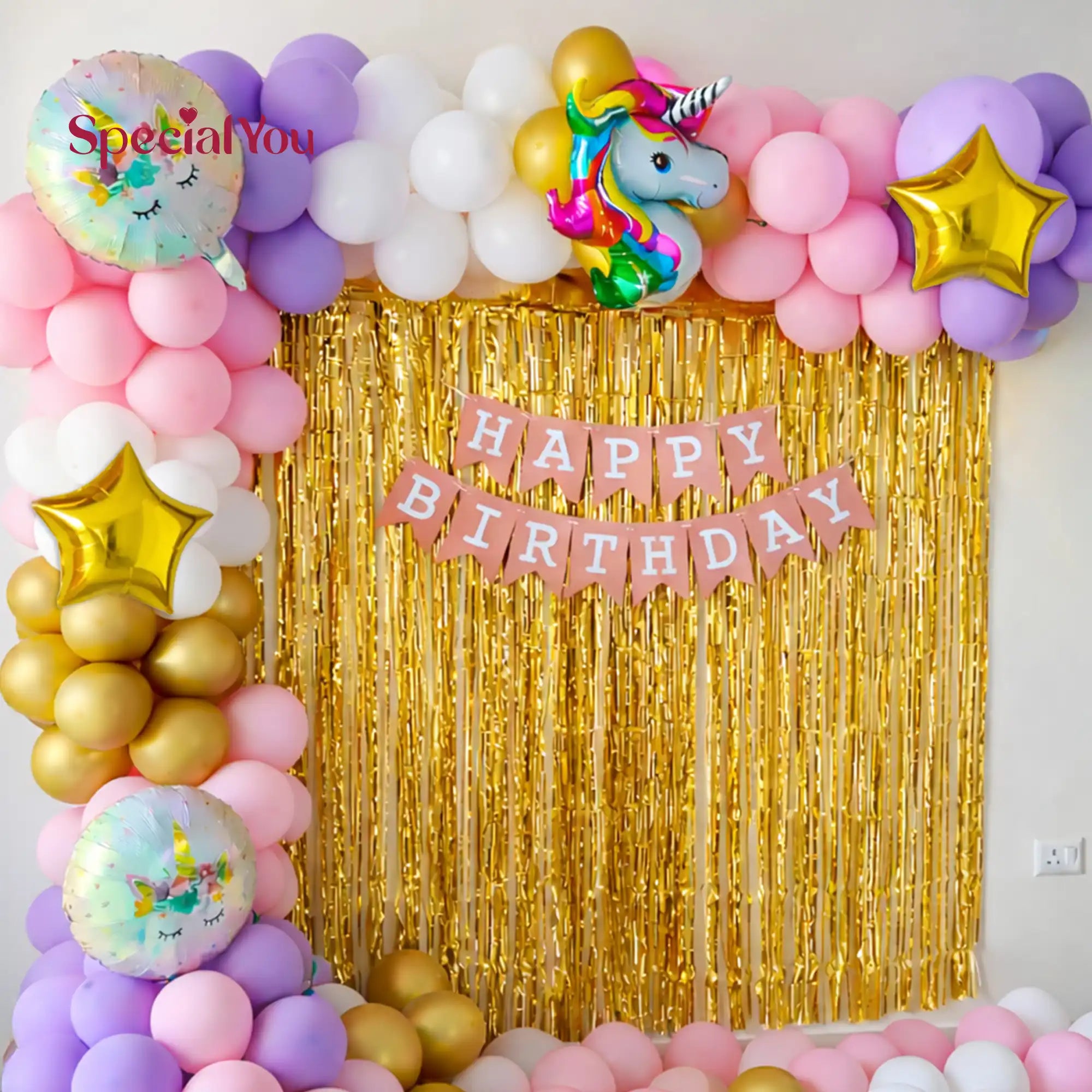 Unicorn Theme Birthday Balloon Backdrop Decor