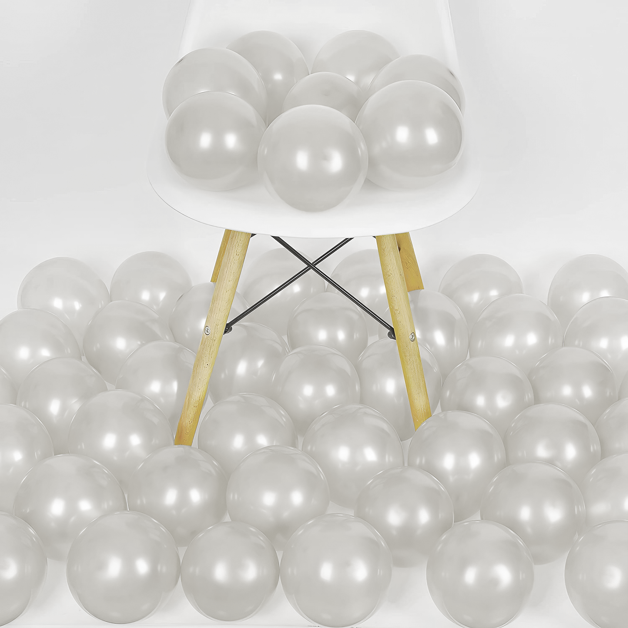 50 Metallic Silver Balloons