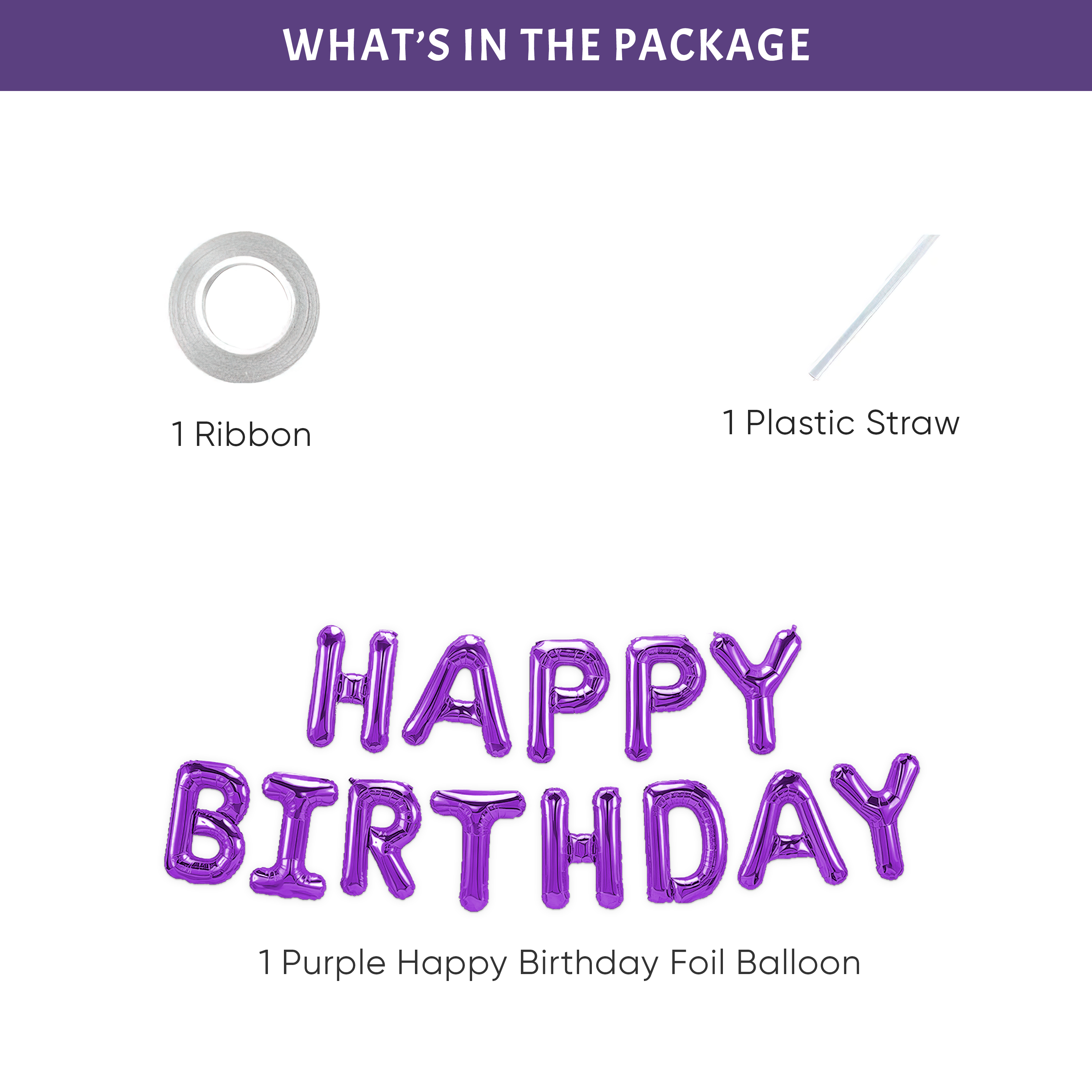 Purple Happy birthday foil banner