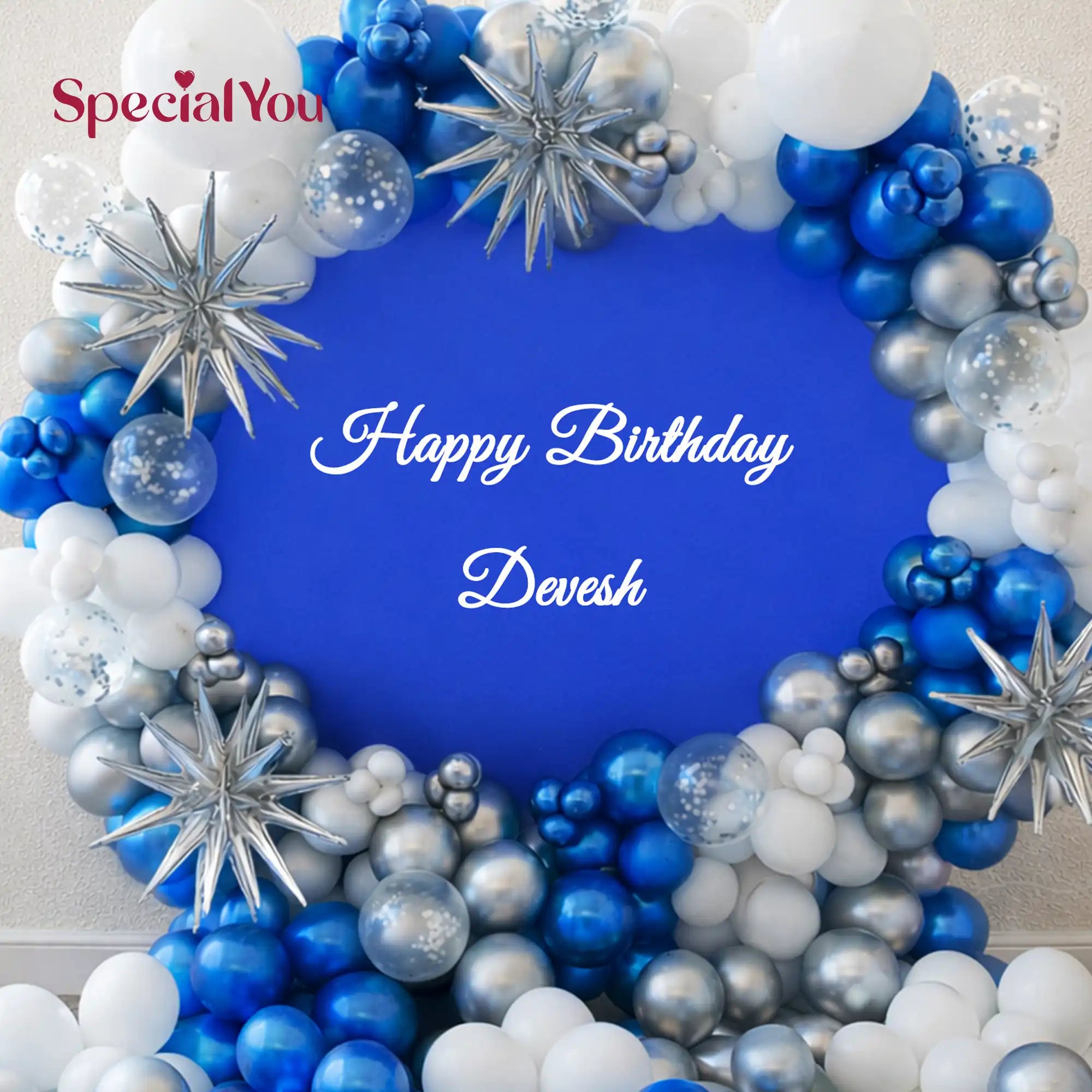 Royal Blue Silver Birthday Ring Backdrop Decor