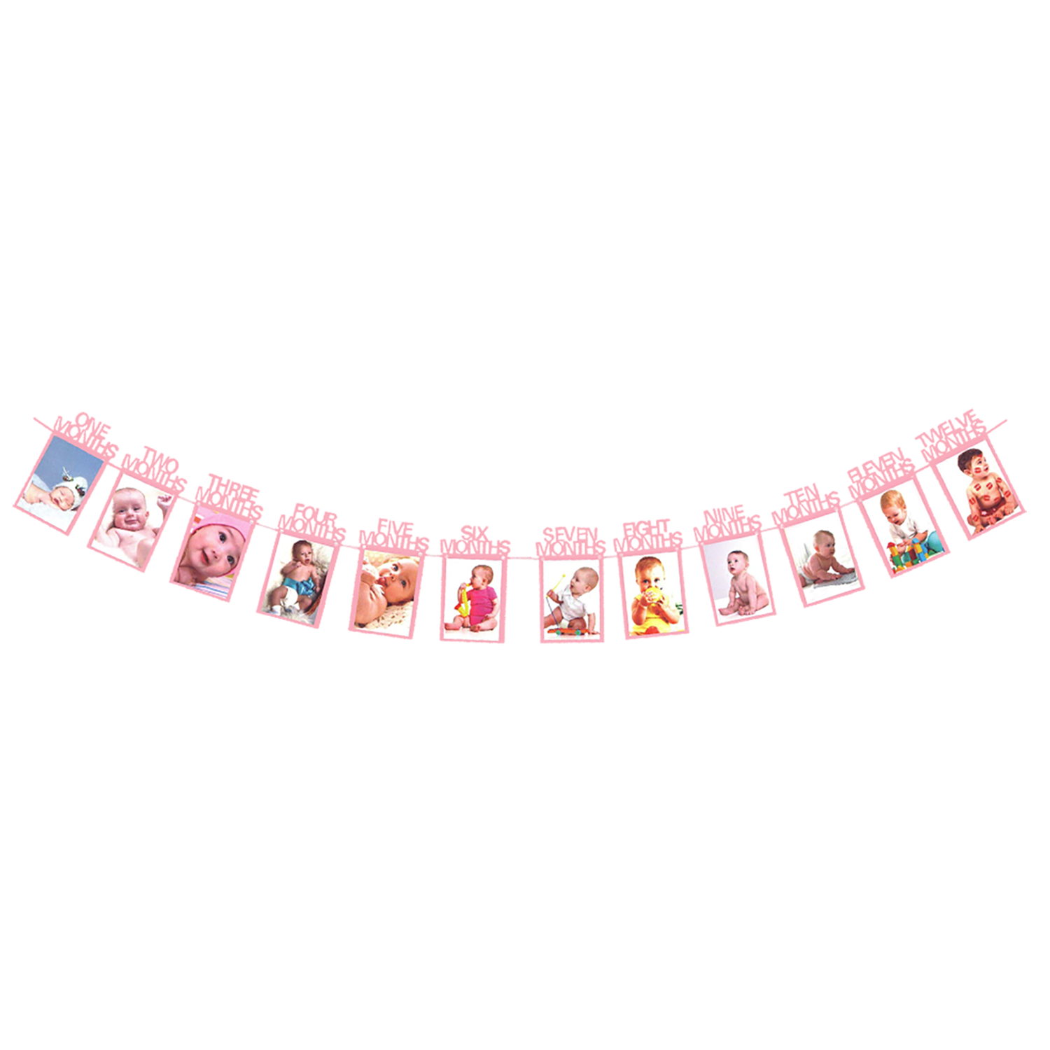 Pink Monthly Banner for 1st Birthday Decoration